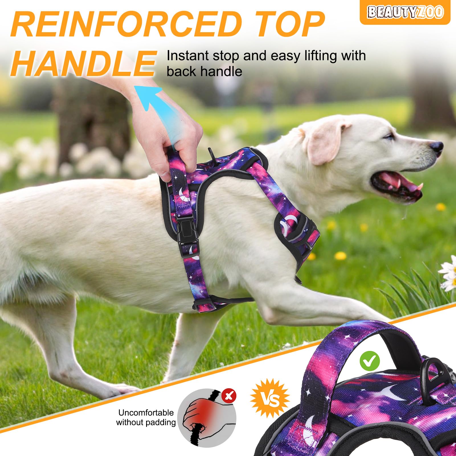 Beautyzoo No Pull Dog Harness Medium,Adjustable Dog Harness And Leash Set -Easy Wearing With 3 Buckles/Control Handle,No Choke S