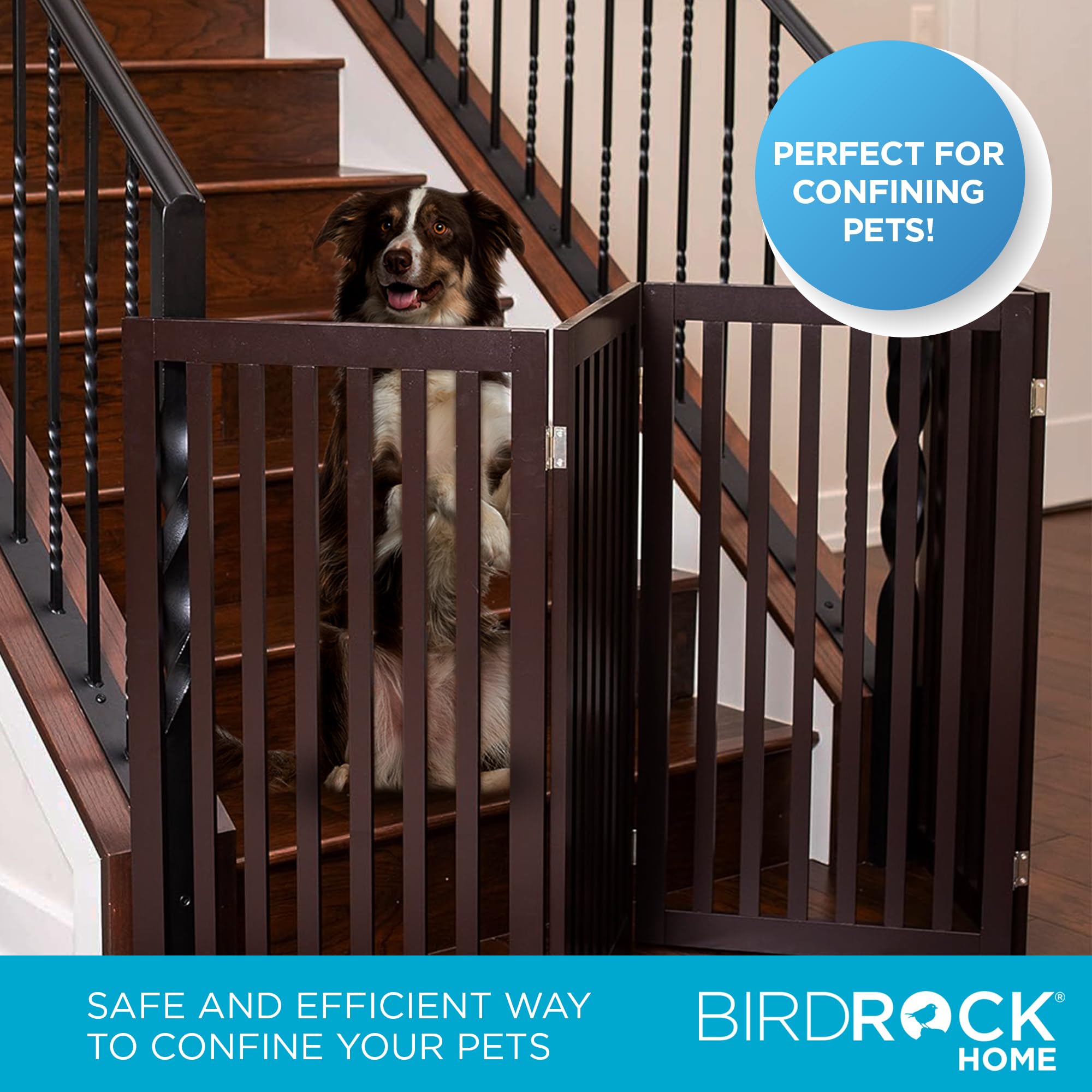 Internet'S Best Dog Gate Indoor Freestanding Pet Barrier, Folding Wood Dog Fence, Extra Wide Doorway Puppy Gate, Indoor Animal Privacy Panel, Wooden Cat Fence - 4 Panel - 36', Espresso