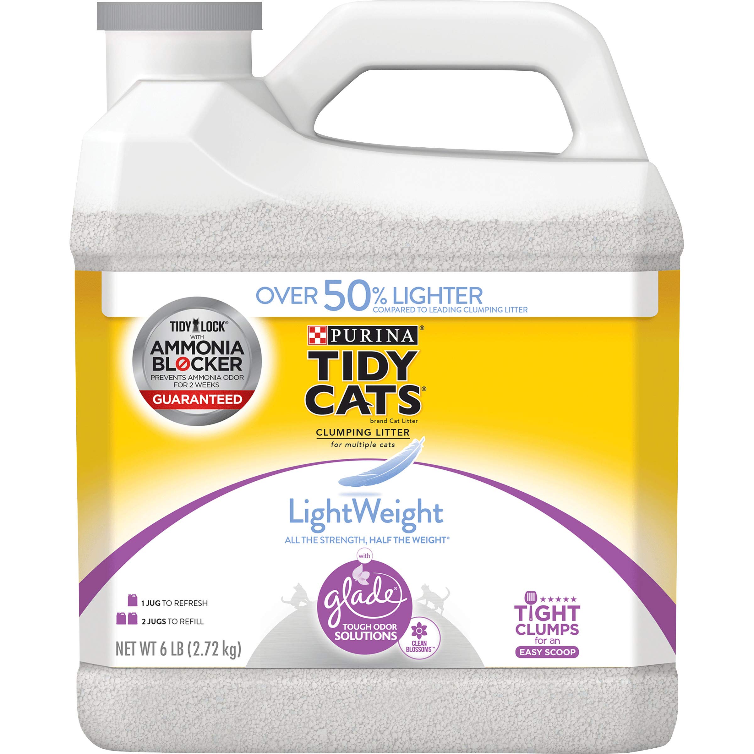 Purina Tidy Cats Light Weight, Low Dust, Clumping Cat Litter, LightWeight Glade Clean Blossoms Multi Cat Litter - 6 lb. Jug