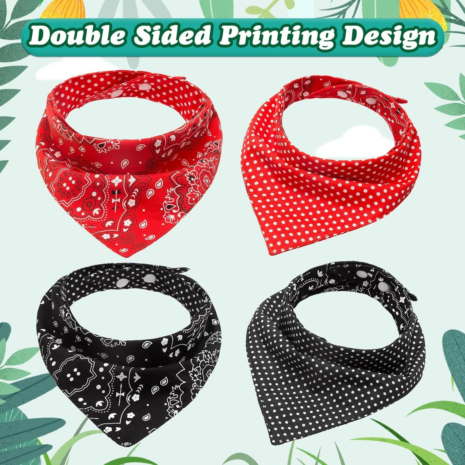 Pawchie Dog Bandanas Small Reversible Styles Pet Triangle Scarf Bibs - Adjustable With Two Snaps - Kerchief Set Accessories For Dogs, Puppy, Cats Red