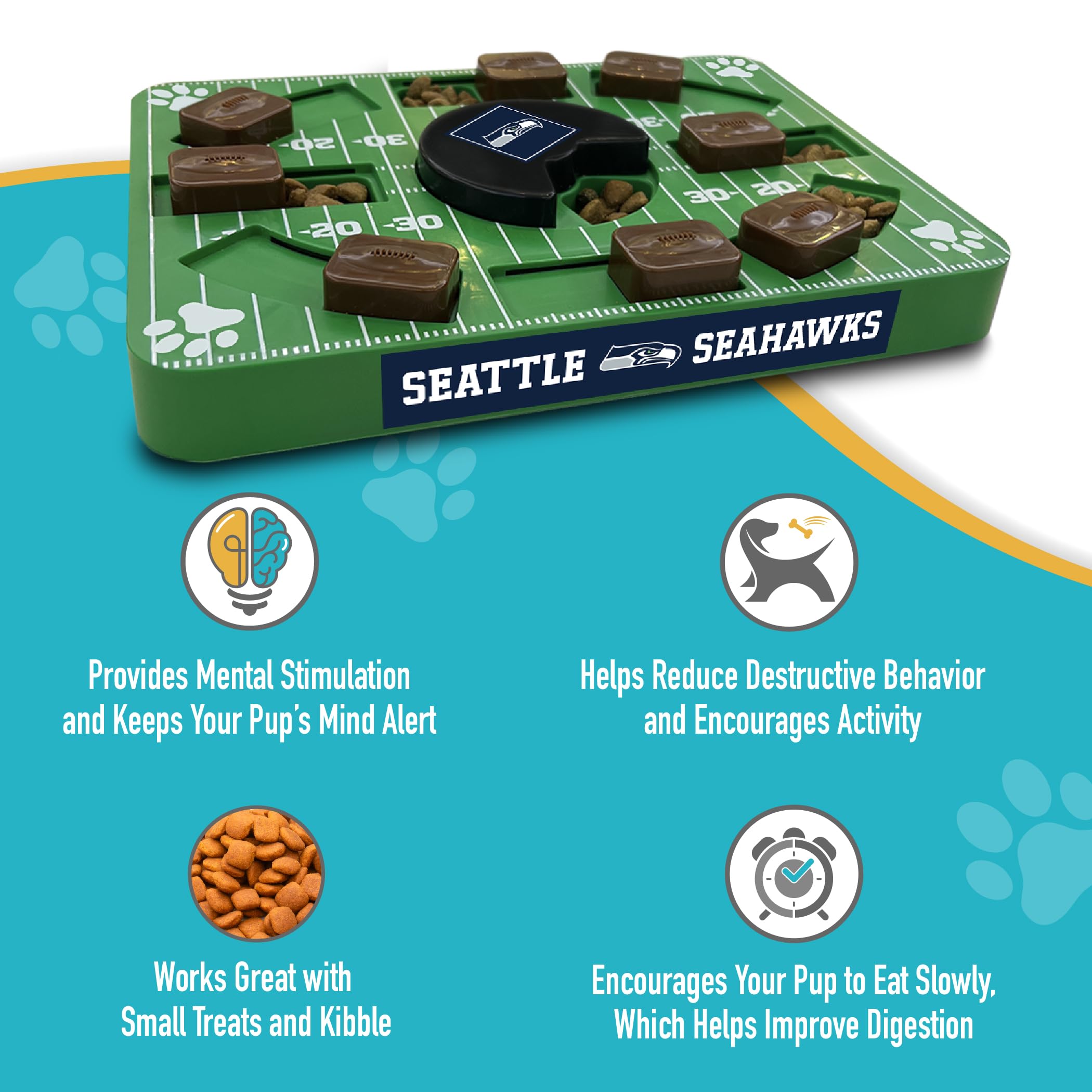 Pets First Nfl Seattle Seahawks Puzzle Toy, Interactive Dog Puzzle Treat Toy