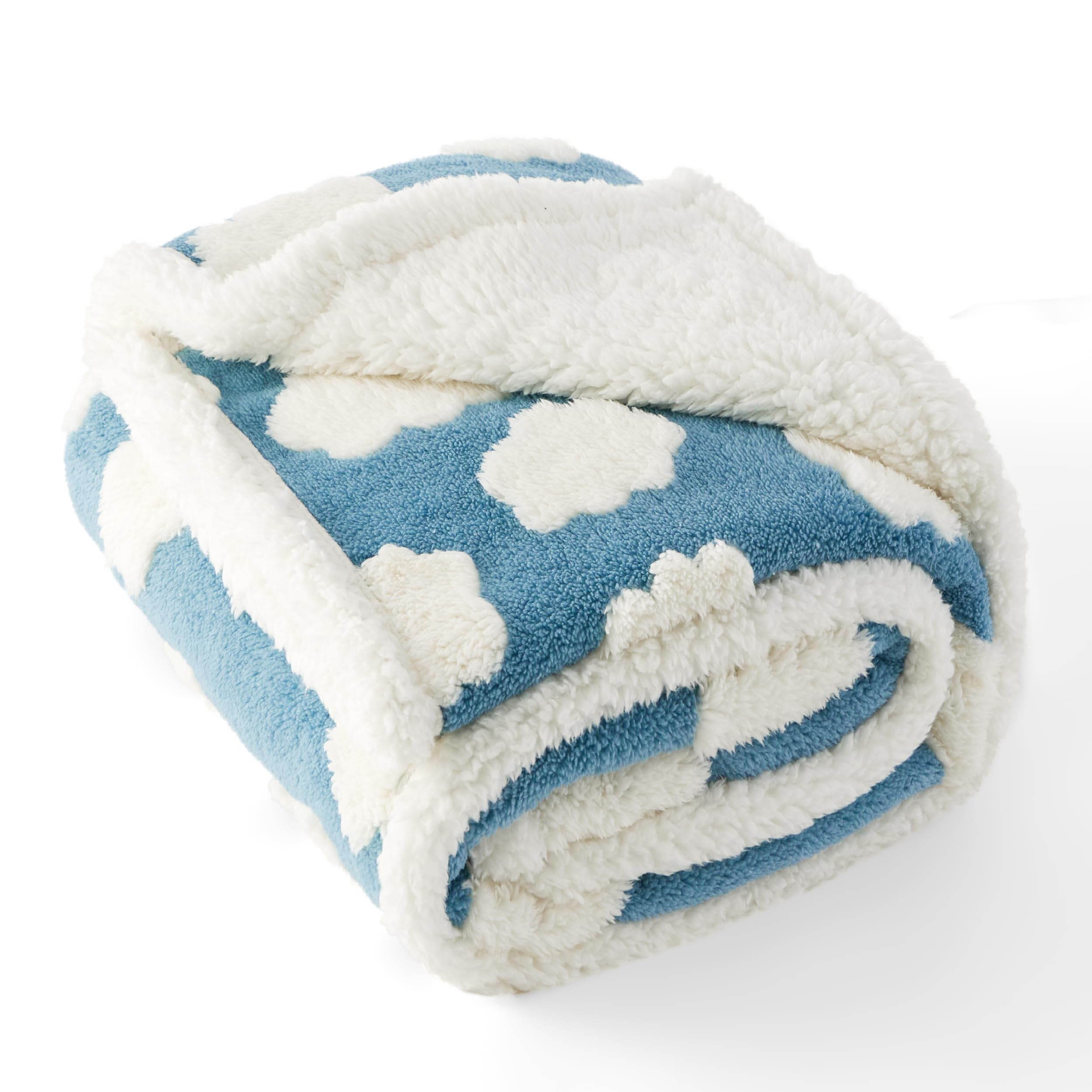 LE SURE Waterproof Dog Blanket - Washable Sherpa Fleece & Jacquard, Medium (30x40"), Blue