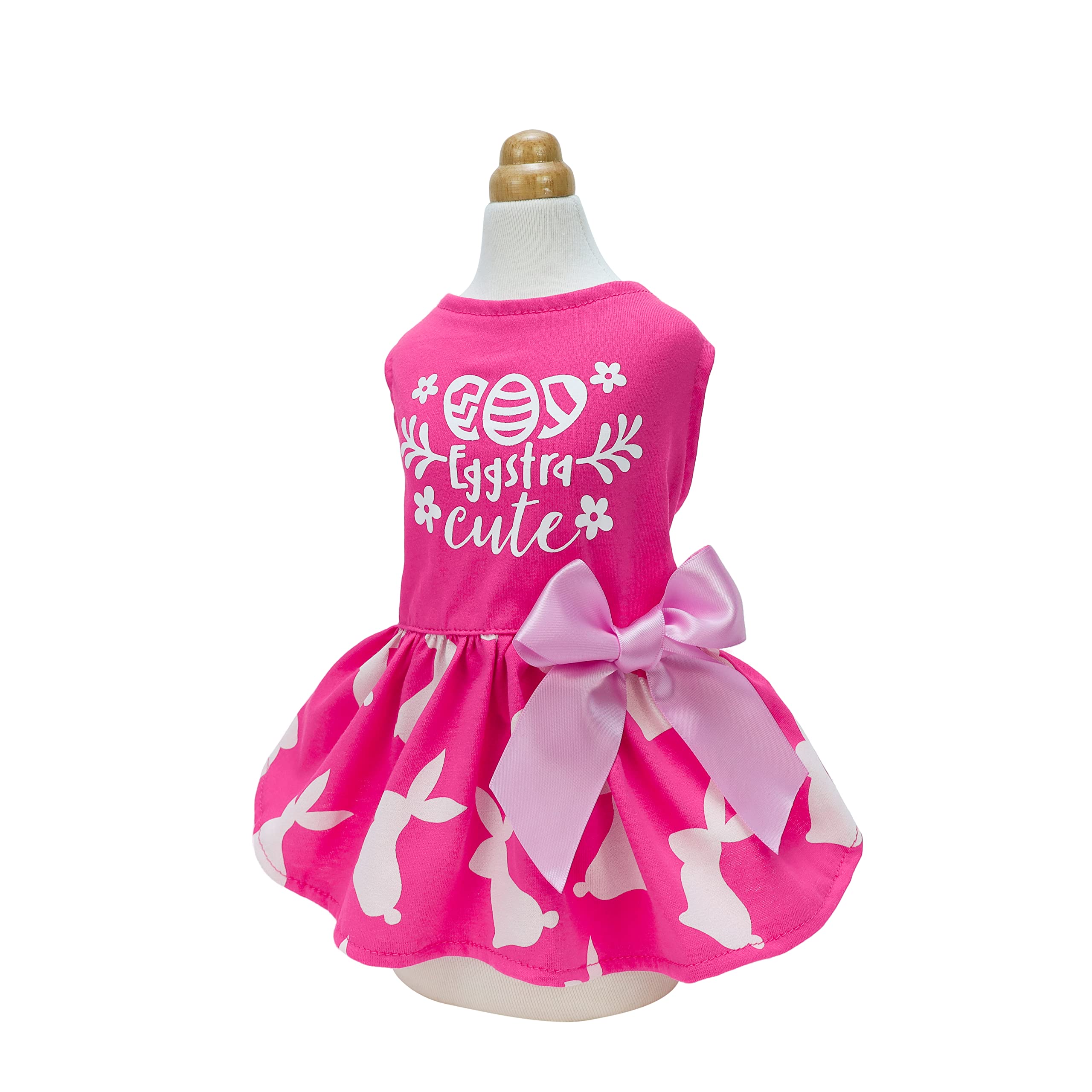 Fitwarm Eggstra Cute Easter Outfit, Bunny Dress, Holiday Clothes For Small Dogs & Cats, Hot Pink, Xxs