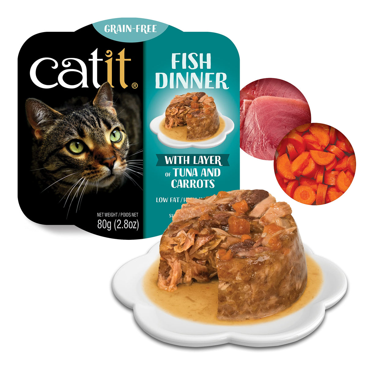 Catit Fish Dinner With Tuna & Carrot – Hydrating And Healthy Wet Cat Food For Cats Of All Ages