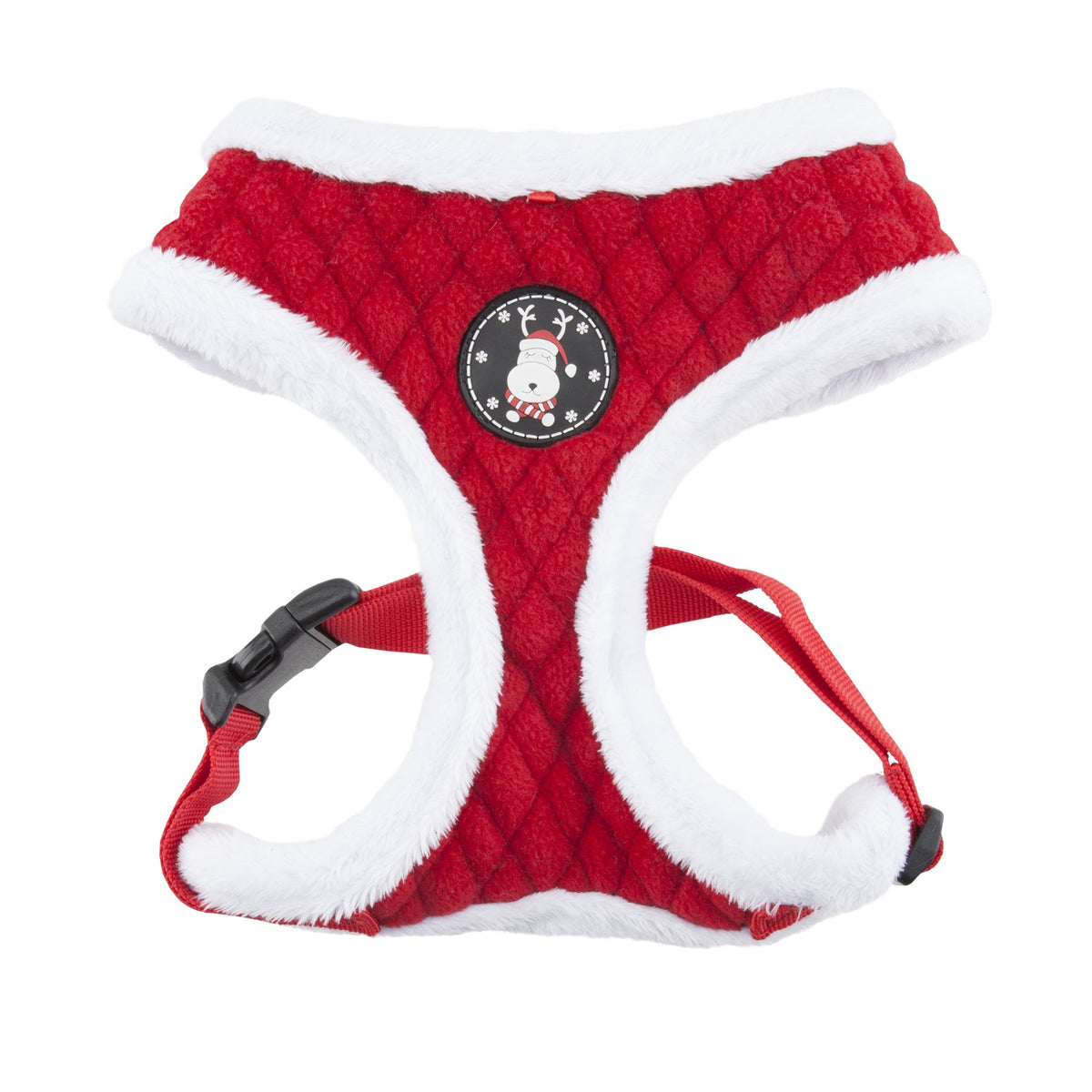Puppia Blitzen Dog Harness Over-The-Head Warm Winter Christmas Holiday Harness Adjustable Chest For Small And Medium Dog, Red, X-Large