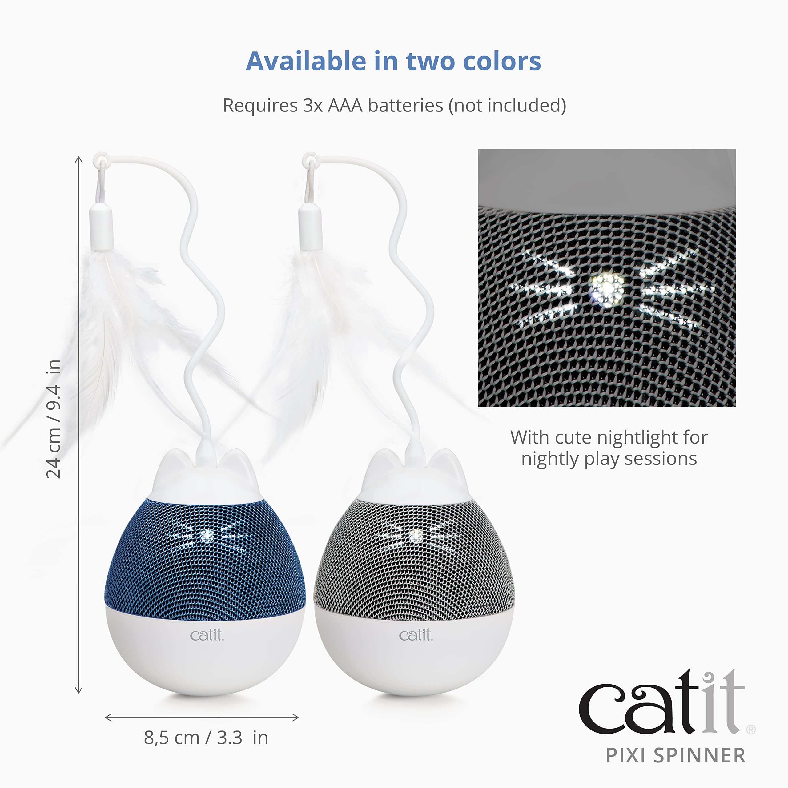 Catit PIXI Spinner, Treat Dispensing Cat Toy, Blue