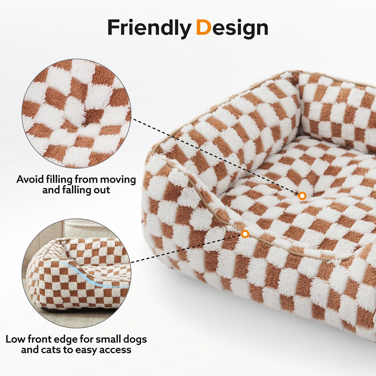 Joejoy Dog Beds For Small Dogs -Cute Cat Beds For Indoor Cats Calming Pet Beds, Rectangle Orthopedic Cuddle Puppy Bed With Jacqu