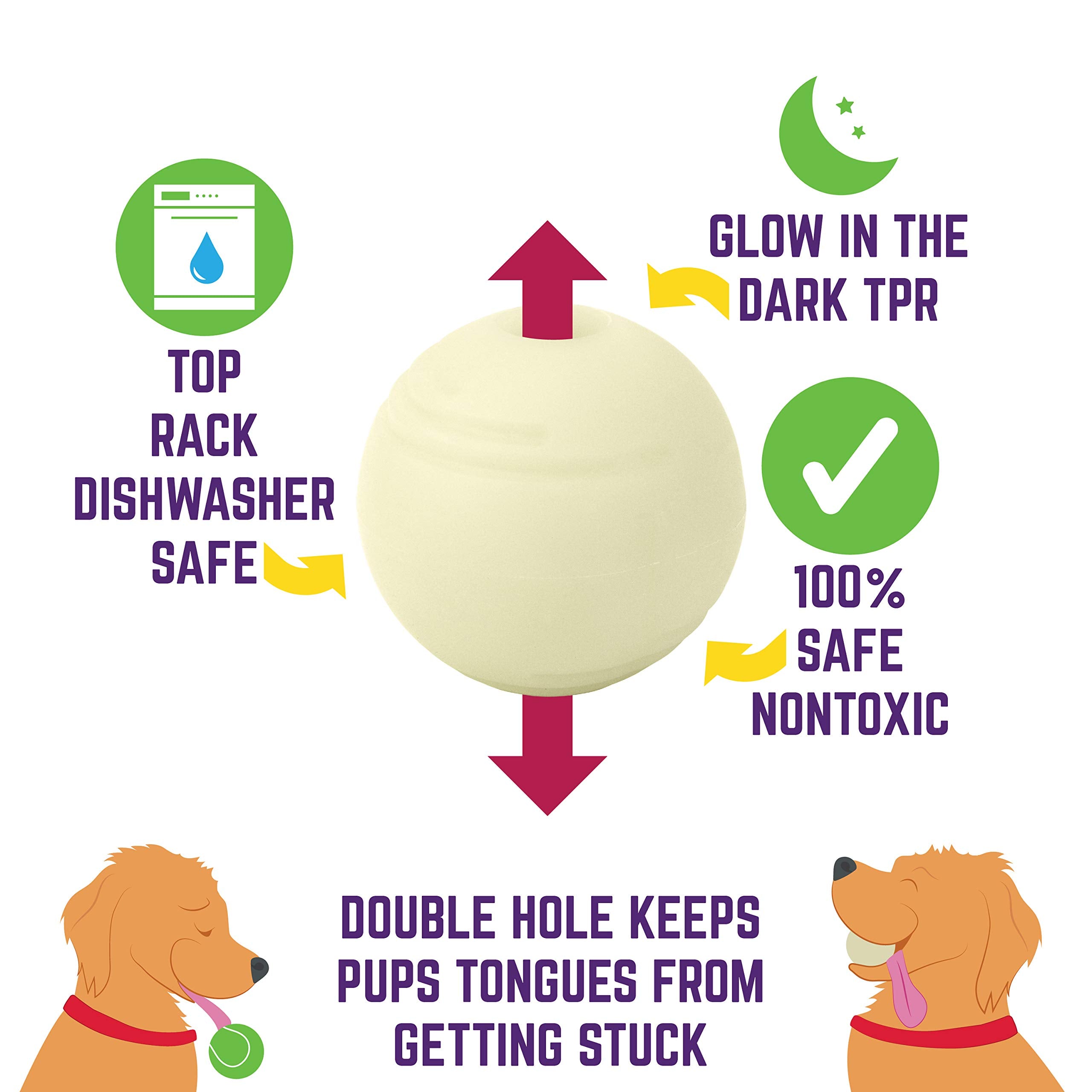 Chew King Glowing Fetch Ball, Dog Ball Toys, 3 Inch (Pack Of 2), Fits Ball Launcher