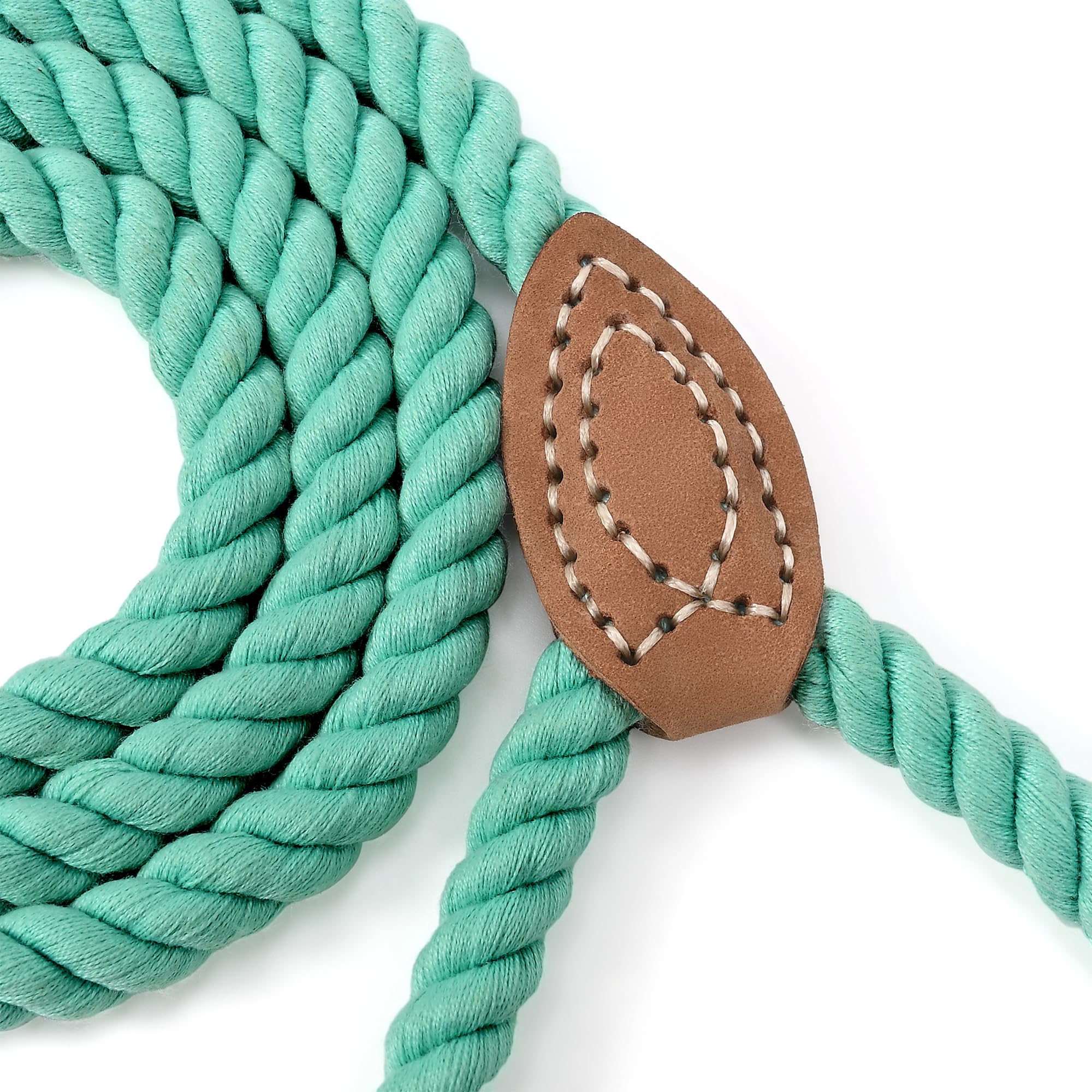 Mile High Life Dog Leash, Braided Cotton Rope Leashes With Leather Tailor Tip With Leather Tip - Heavy Duty Metal Clasp, 6Ft, 1/