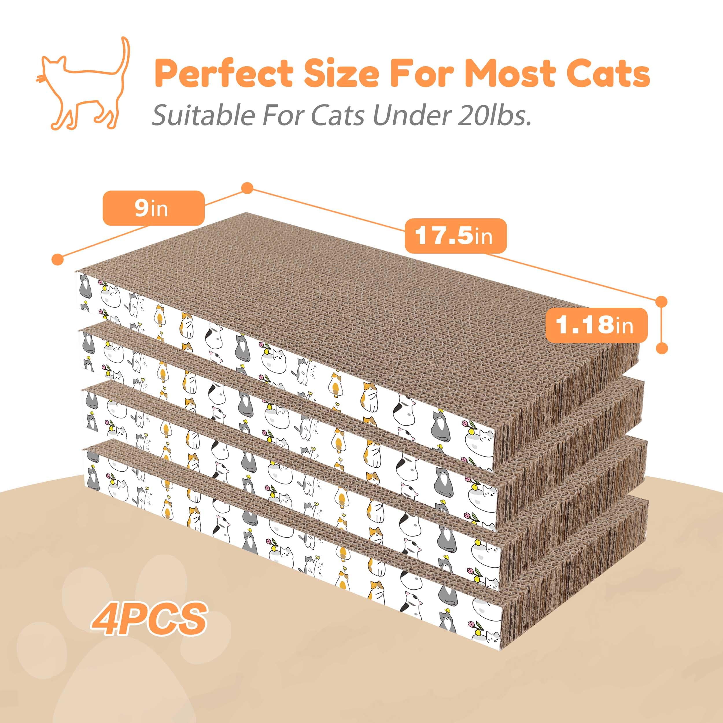 Patiencet 4 Pack Cat Scratch Pad With Box, Cardboard Cat Scratcher For Indoor Cats, Reversible Scratcher With Catnips Box Bed De