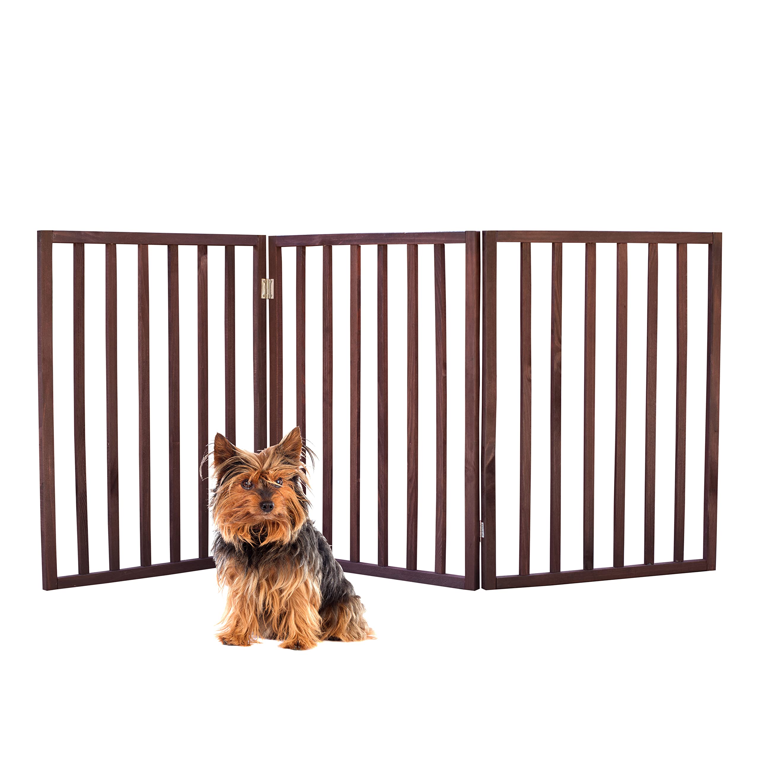 Pet Parade Folding Pet Gate, Brown, Extra Wide