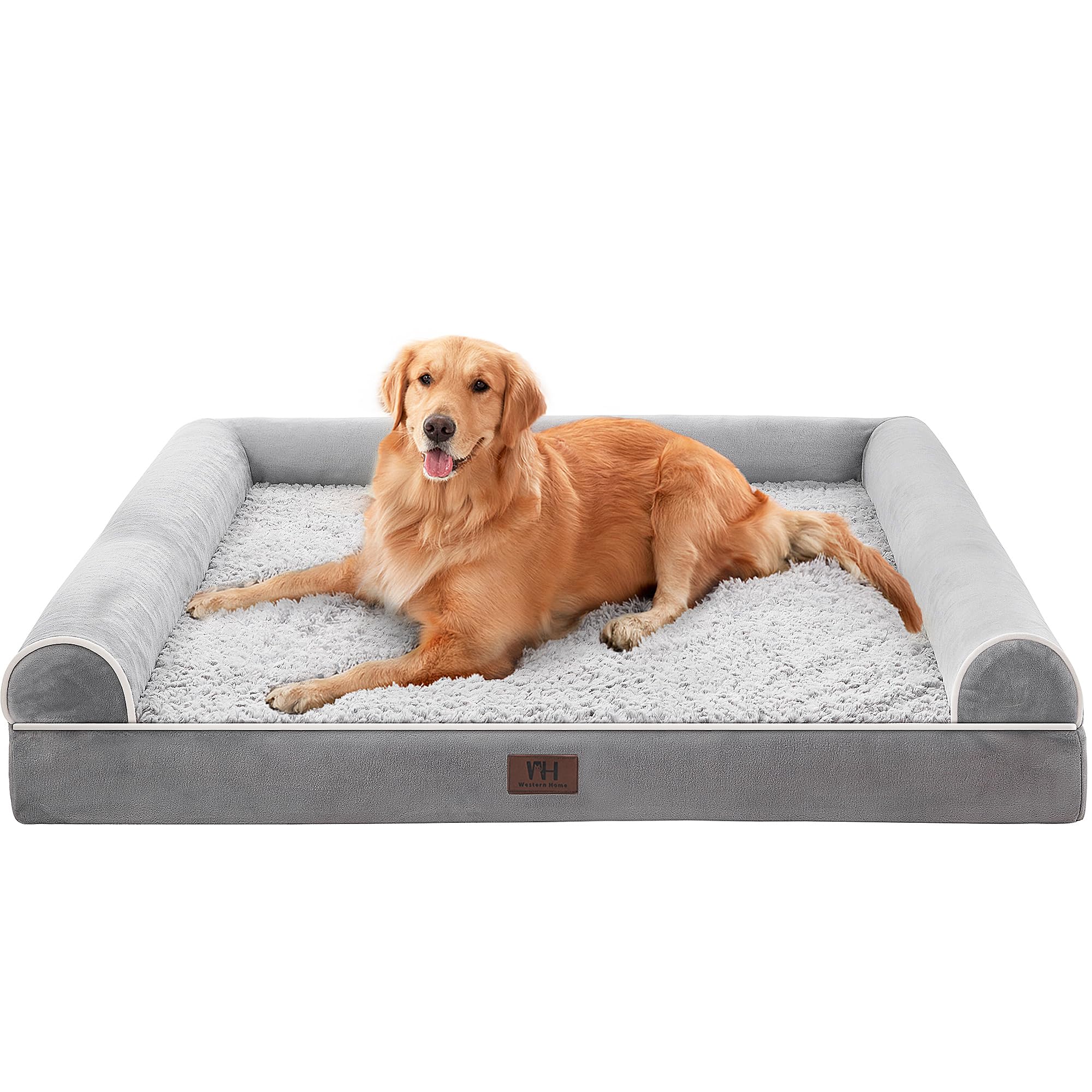 Western Home Dog Beds Large Sized Dog, Orthopedic Large Dog Bed With Waterproof Lining, Removable Washable Cover And Nonskid Bottom, Medium Dog Couch Bed, Grey
