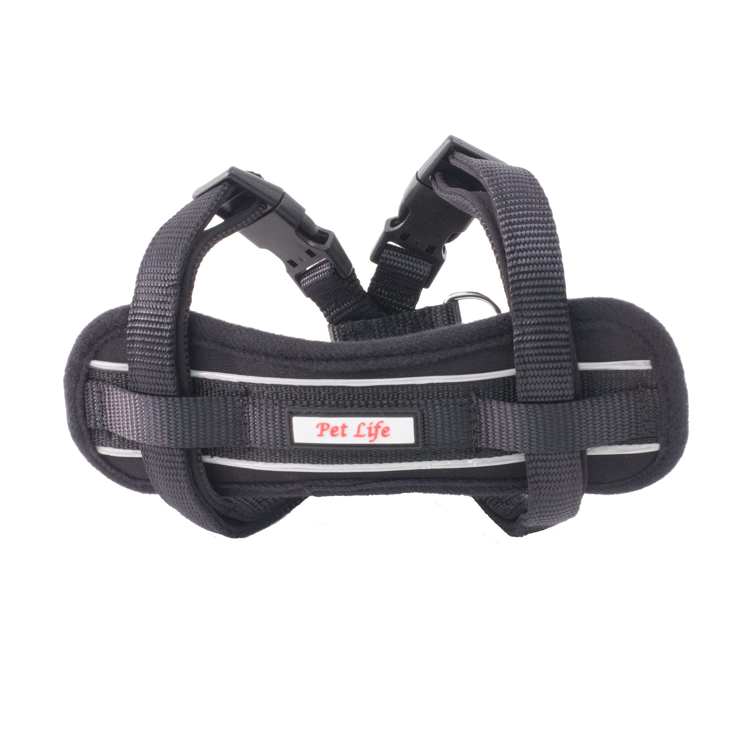 Pet Life Mountaineer Chest Dog Harness - Easy Pull Reflective And Adjustable Pet Harness Provides Less Stress And Waist Pressure With Added Comfort
