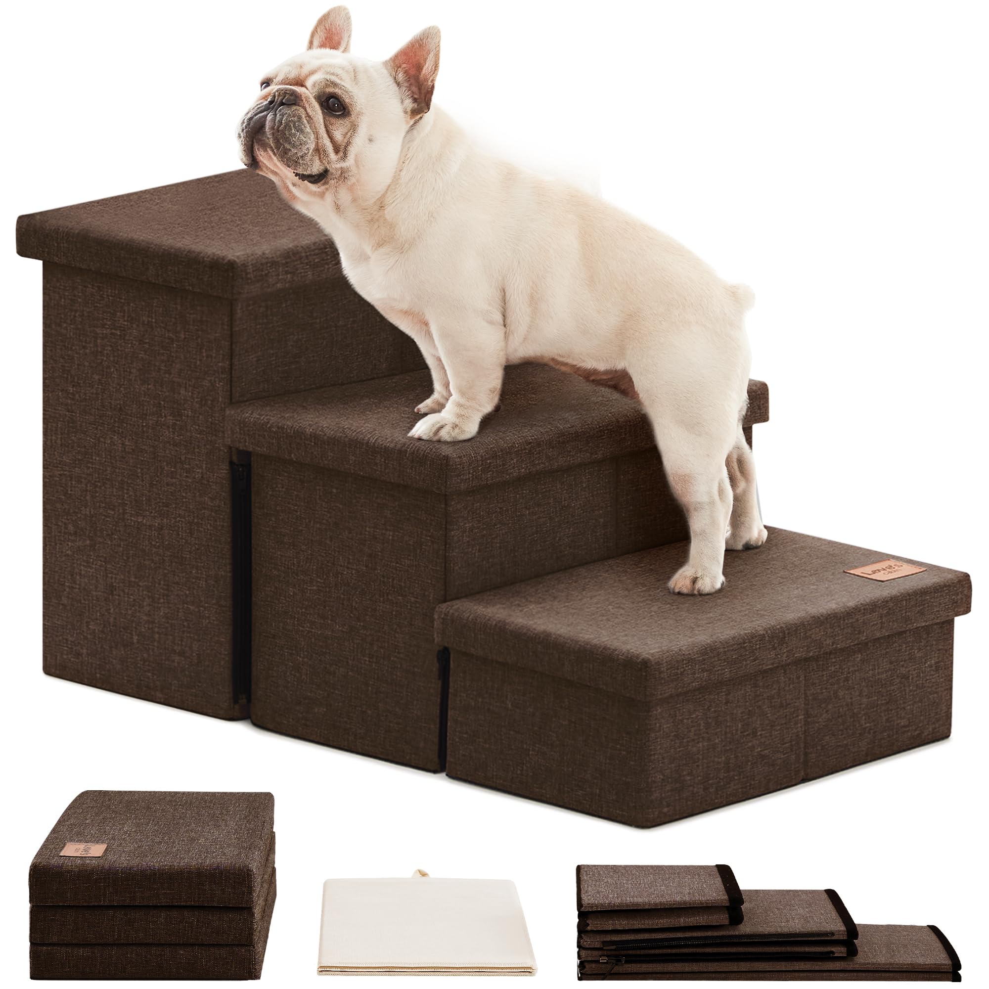 Love'S Cabin Dog Stairs For High Bed 18'' H,Foldable Pet Stairs For Small Medium Or Large Dogs Puppy With Storage For Bed Or Cou