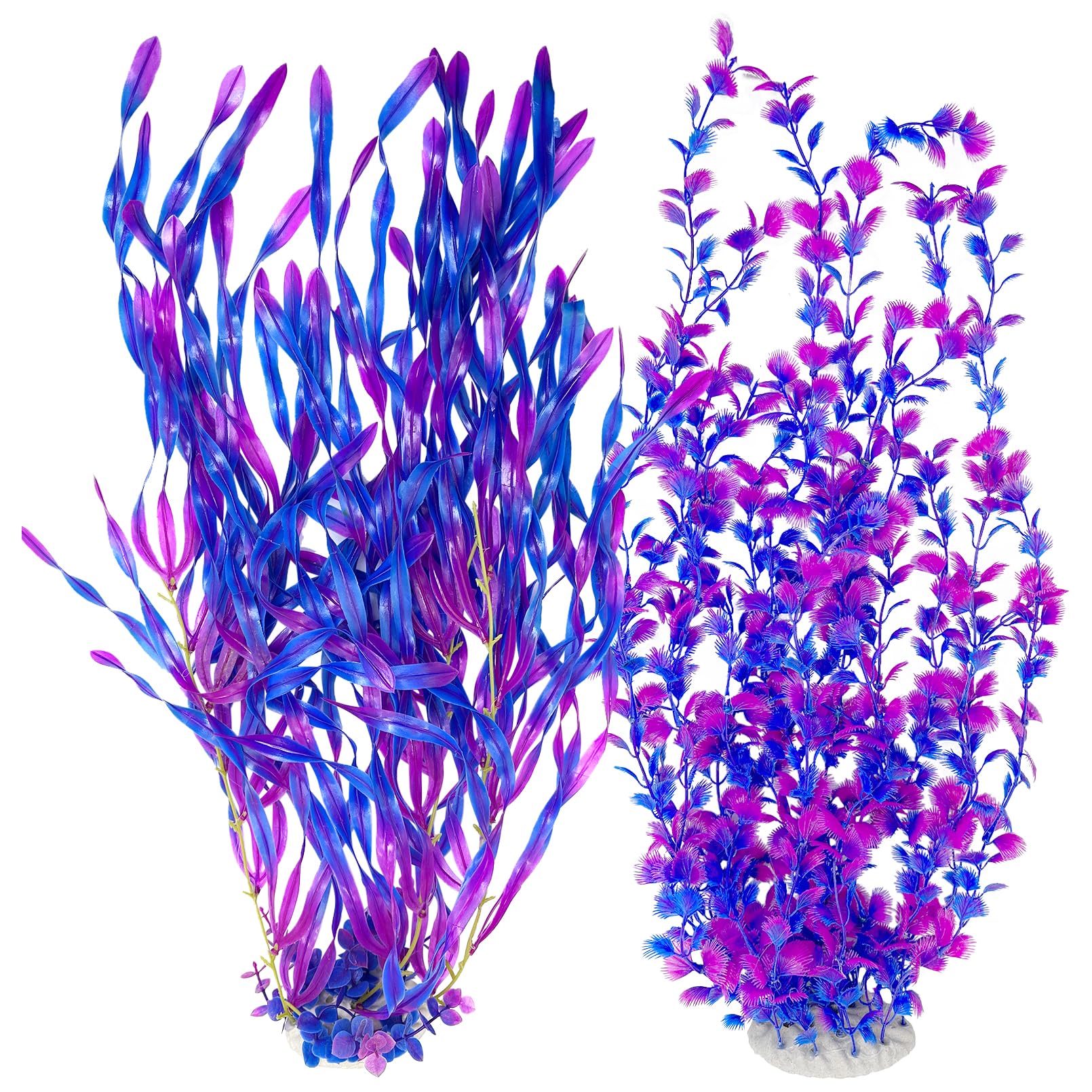 Hamiledyi Tall Aquarium Plants 23 Inches - Fish Tank Decorations, Artificial Green Water Plants Grass Cluster, Soft Plastic Fake