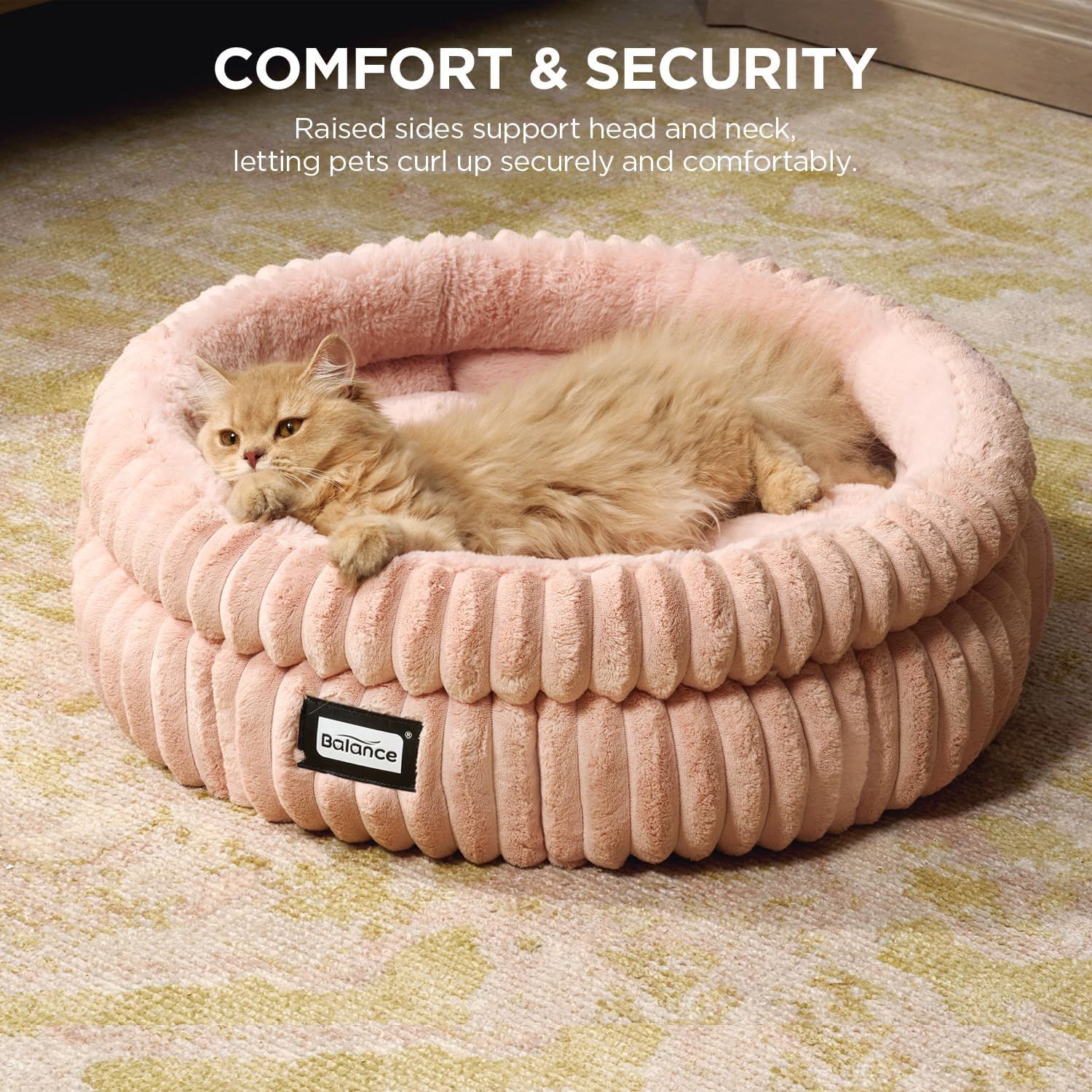 Balance Cat Bed Kitten Bed, Washable Round Cat Beds For Indoor Cats,Super Soft Plush Faux Fur Pet Bed For Puppy And Kitten With
