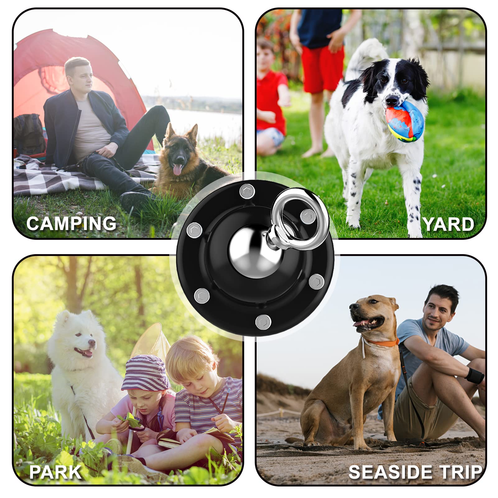 Eurmax USA 360? Swivel Pet Dog Tie Out Stake Dog Anchor Heavy Duty Dog Yard Stake Rust Proof Anchor Dog Tether(Black)