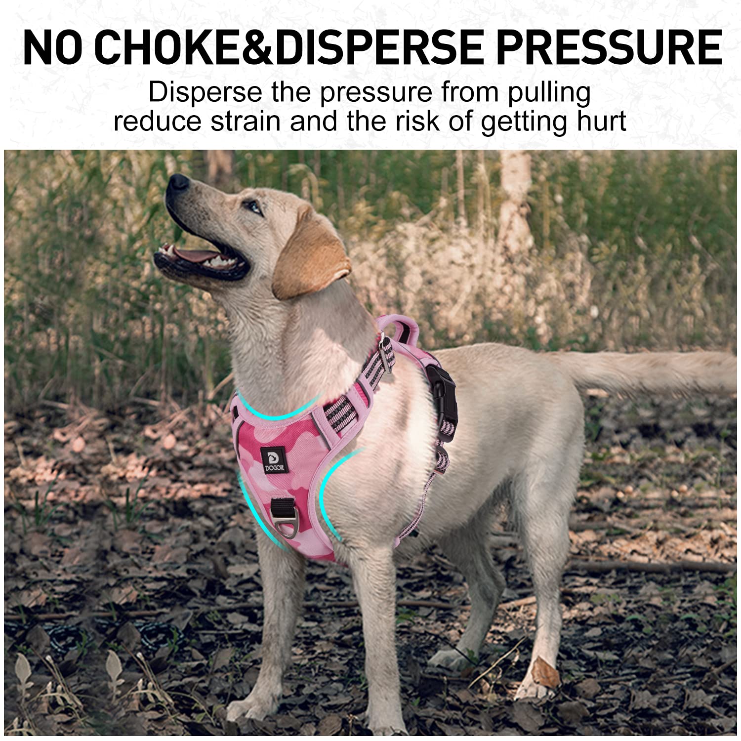 Dog Harness Camo For Large Dogs Medium Sized Dog Harness No Pull With Handle 2 Metal Leash Clips, Adjustable Reflective Puppy Ha