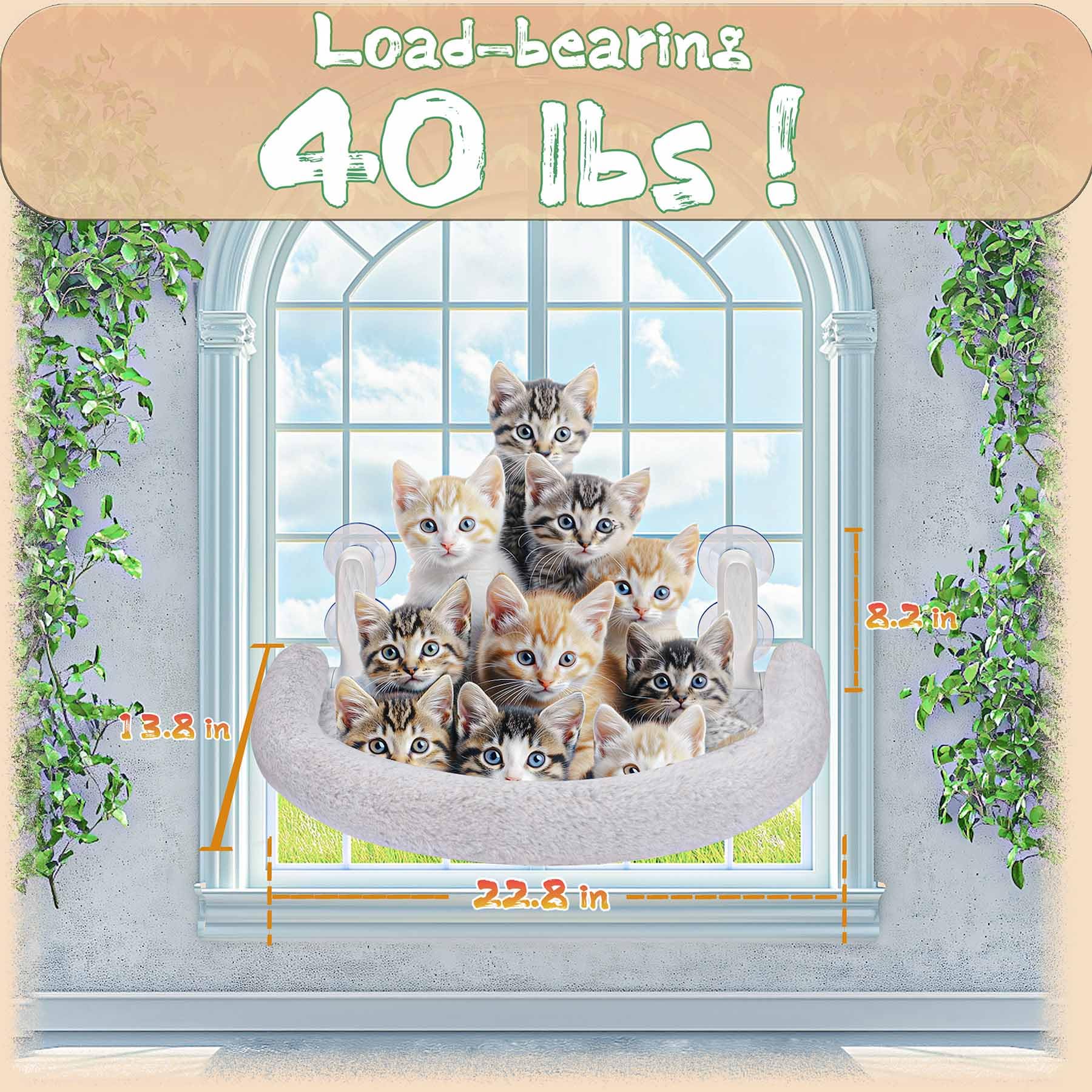 Rhergrac Cat Window Perch & Hammock - Exquisite Soft Wool Fleece, Safe & Comfortable Design With 4 Strong Suction Cups - Ideal F