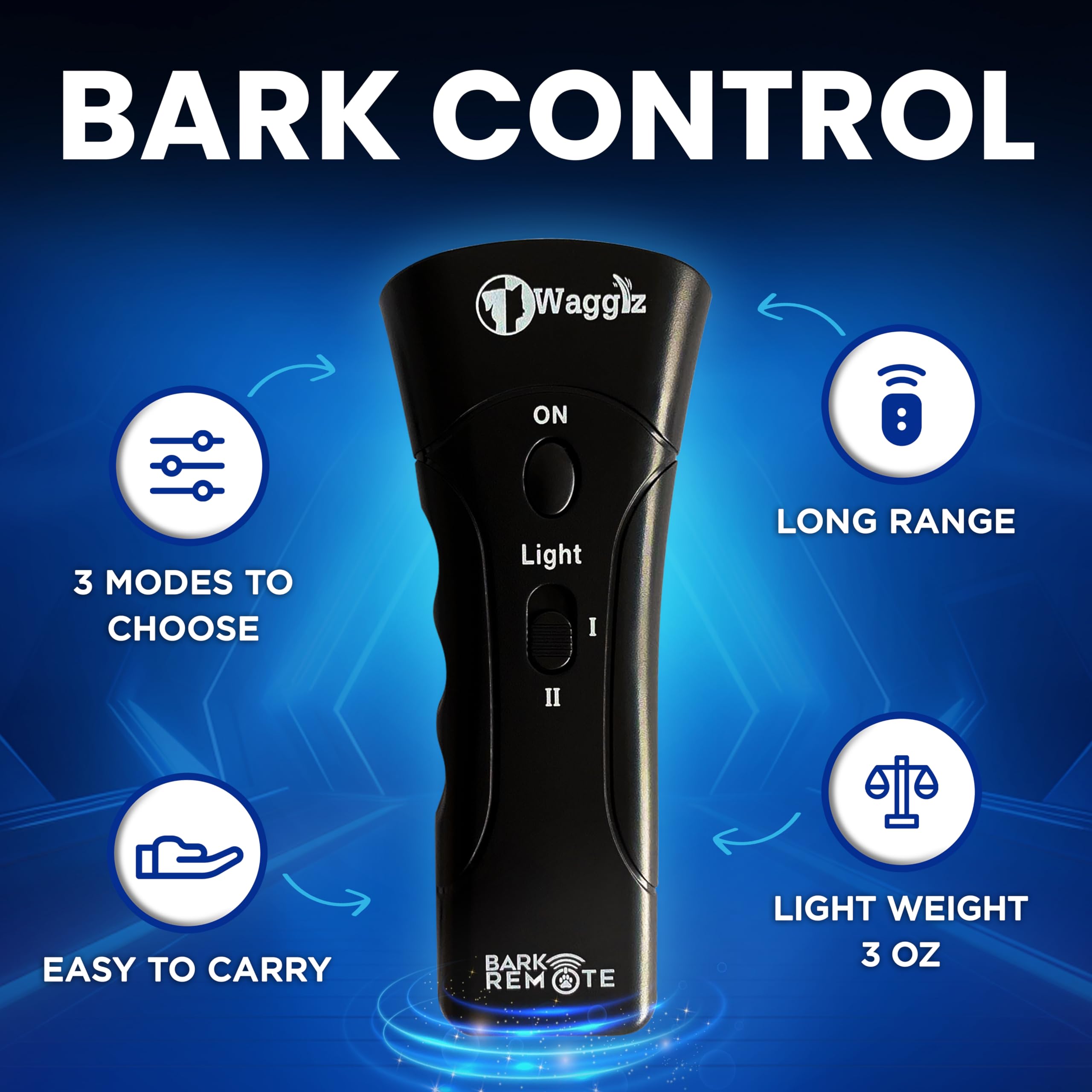 Wagglz Ultrasonic Dog Bark Deterrent Devices - Long Range Dog Barking Silencer With 3 Levels - Painless Indoor & Outdoor Anti Ba