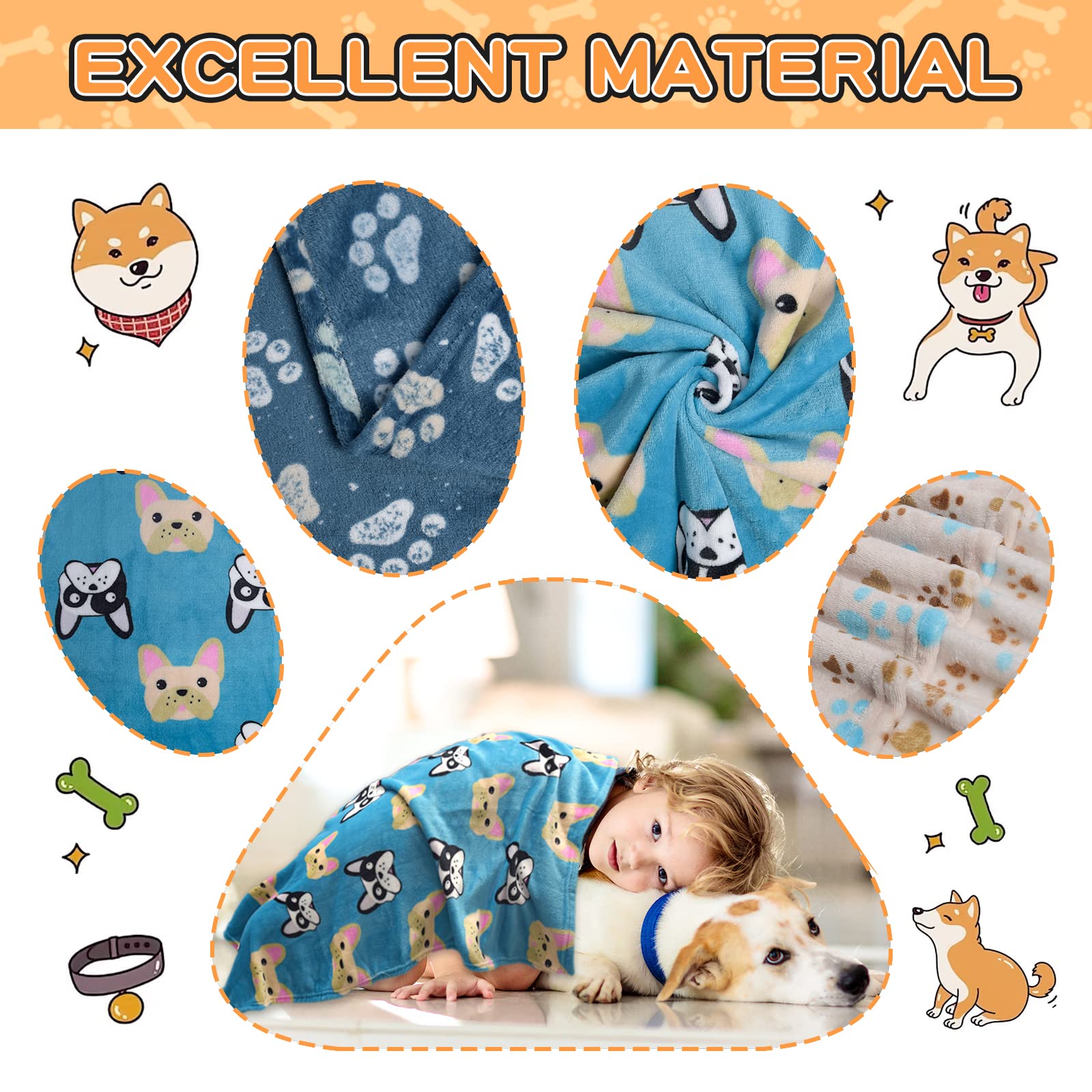 1 Pack 3 Blankets For Dogs Blankets For Medium Dogs Medium Dog Blanket Super Soft Fluffy Premium Fleece Pet Blanket Flannel Throw For Dog Puppy Cat Paw Blanket(30X20 Inch)