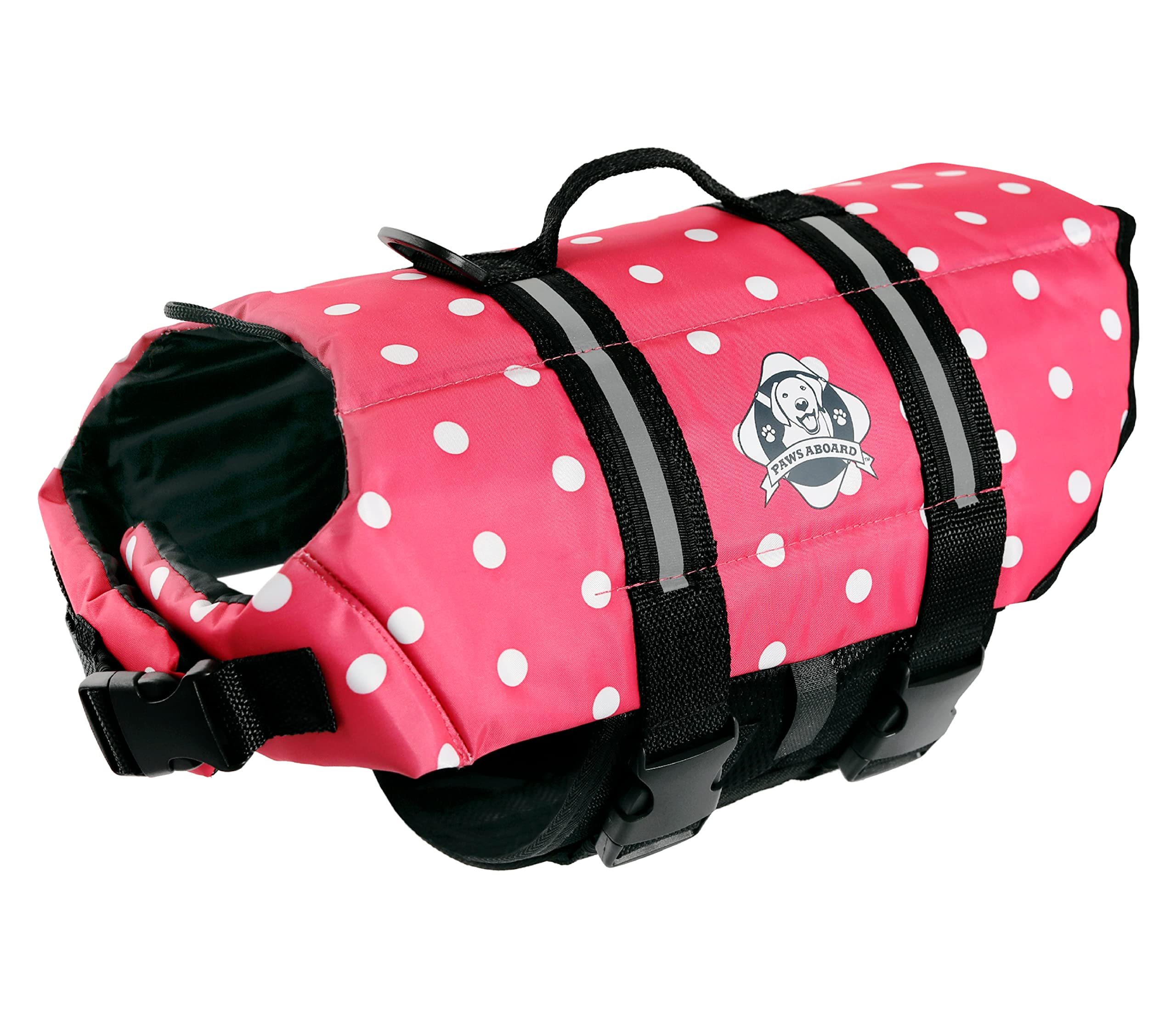 Paws Abroad Dog Life Jacket - Keep Your Canine Safe with a Neoprene Life Vest for Swimming and Boating - Available in Different Sizes, Color and Design to Choose - Pink and White Polka Dot - X-Small