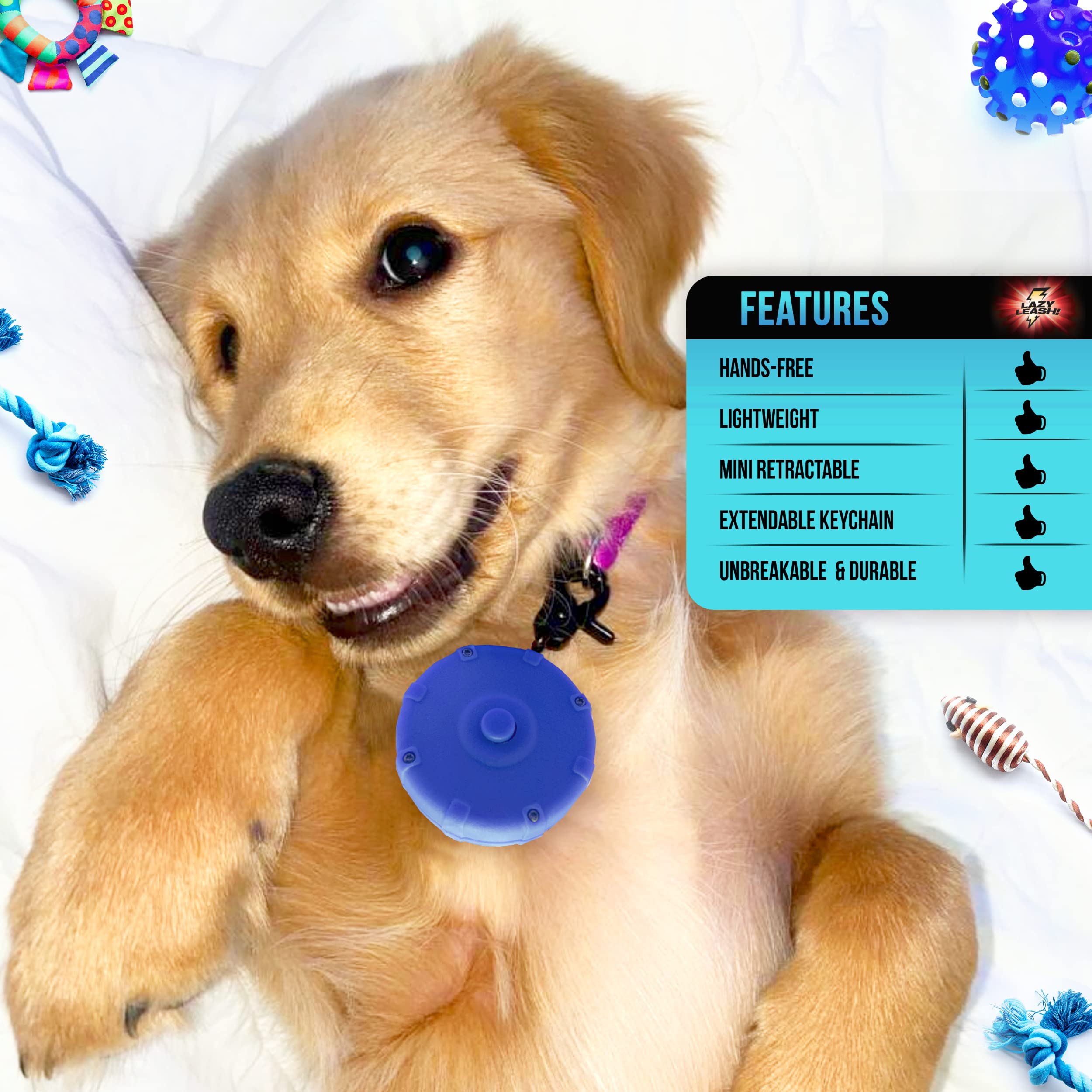 Galaxy Blue + Free Bonus Leash! Wearable Mini Adjustable Dog Leash For Hiking, Training & Adventure. Powerful Lightweight 36 R