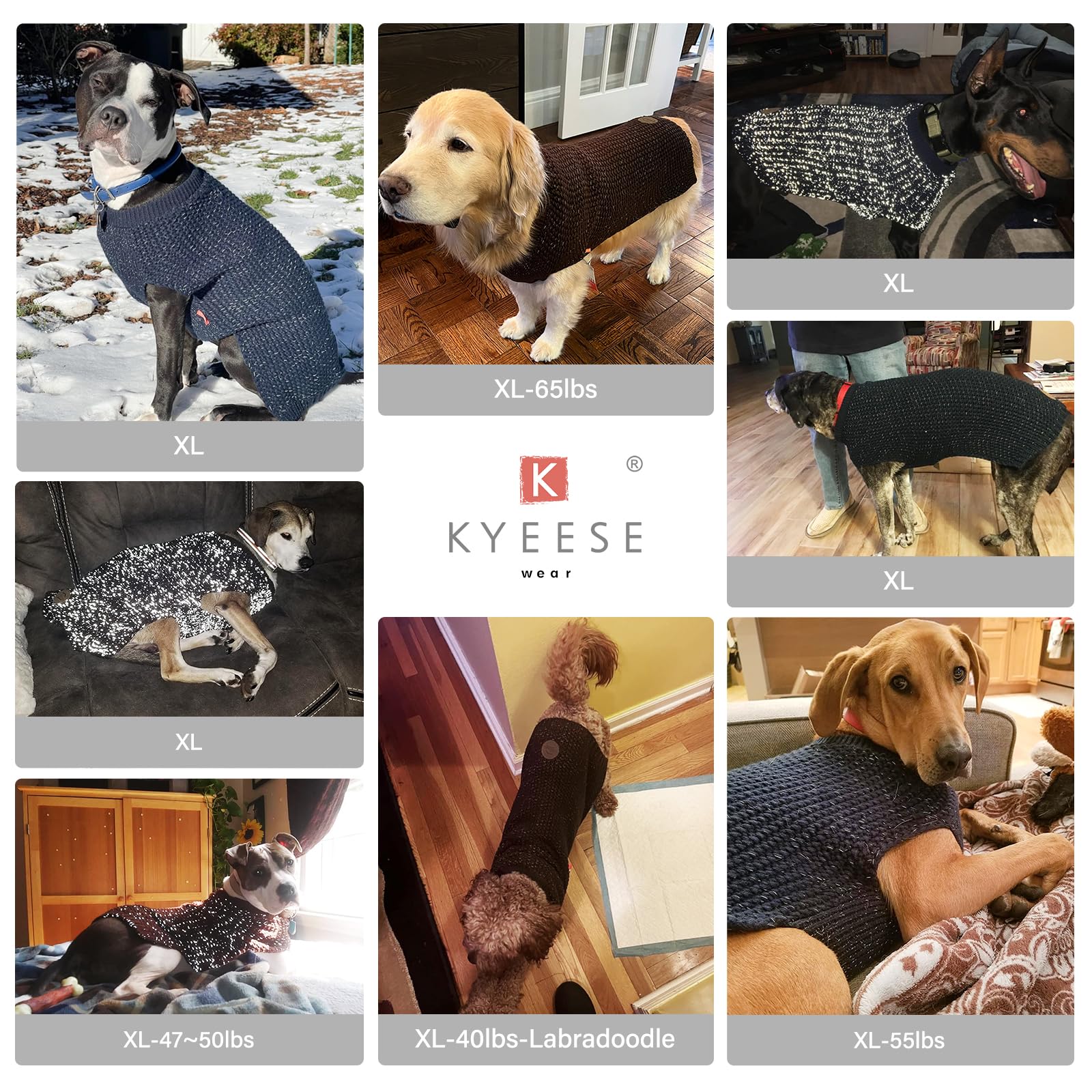 Kyeese Warm Dog Coat - Stretchy, Comfy, Classic Sweater With Leash Hole For Medium Dogs, Orange, Xl