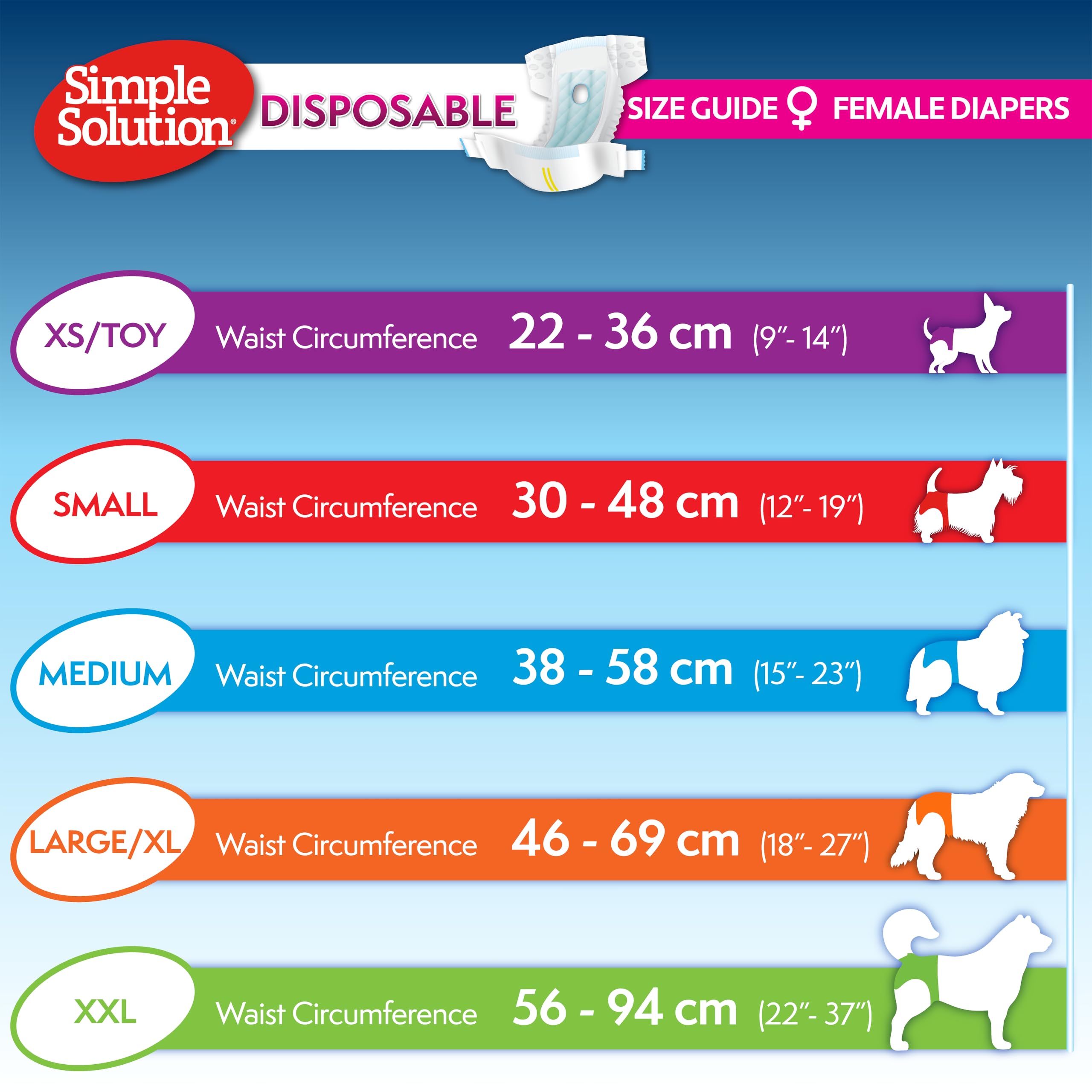 Simple Solution Disposable Dog Diapers for Female Dogs | Super Absorbent Leak-Proof Fit | Small | 12 Count