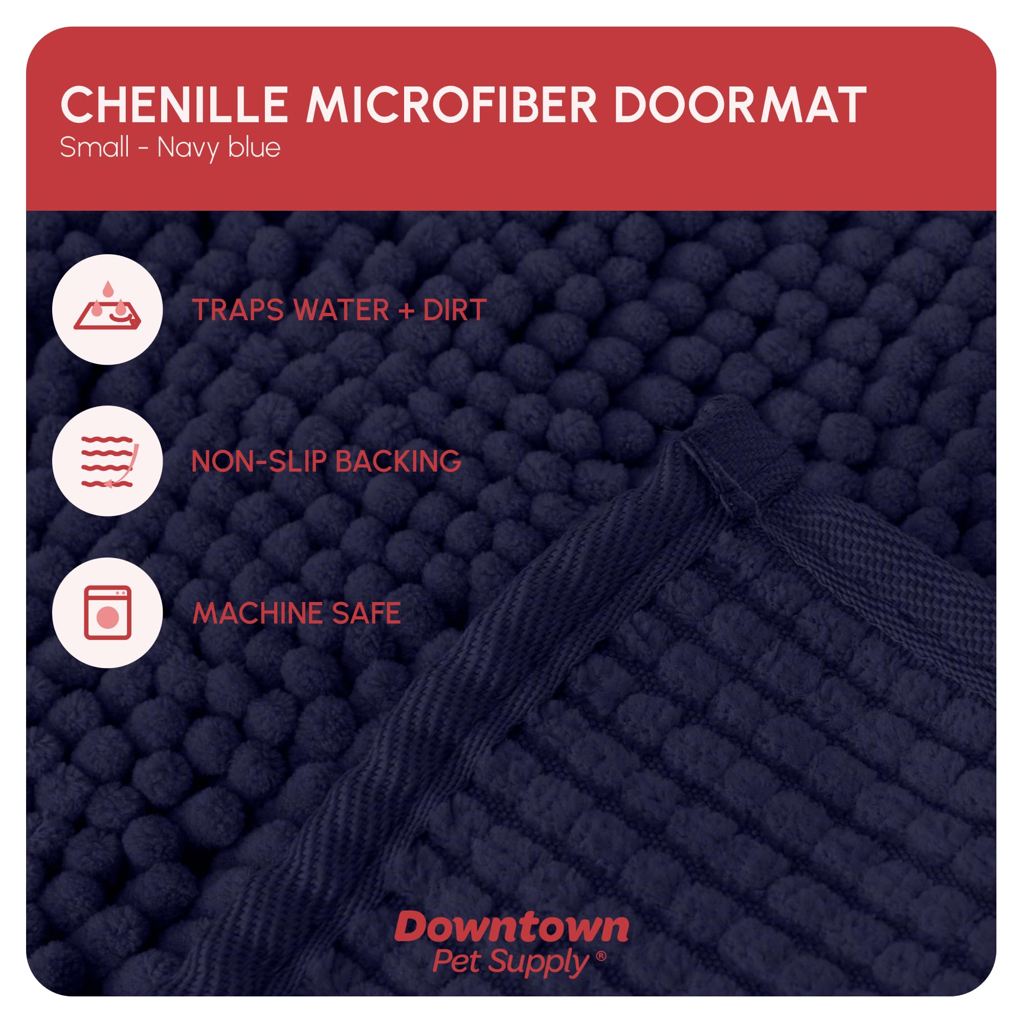 My Doggy Place Microfiber Dog Mat for Muddy Paws, 18 x 24 Navy Blue - Absorbent and Quick-Drying Dog Paw Cleaning Mat, Washer an