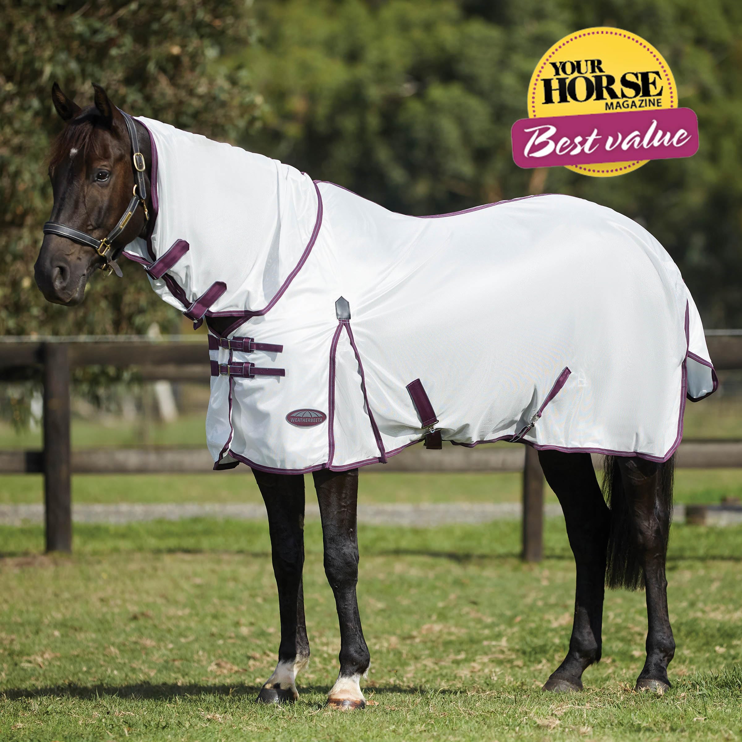 Weatherbeeta Comfitec Essential Mesh Ii Combo Neck, White/Maroon/Grey, 84'