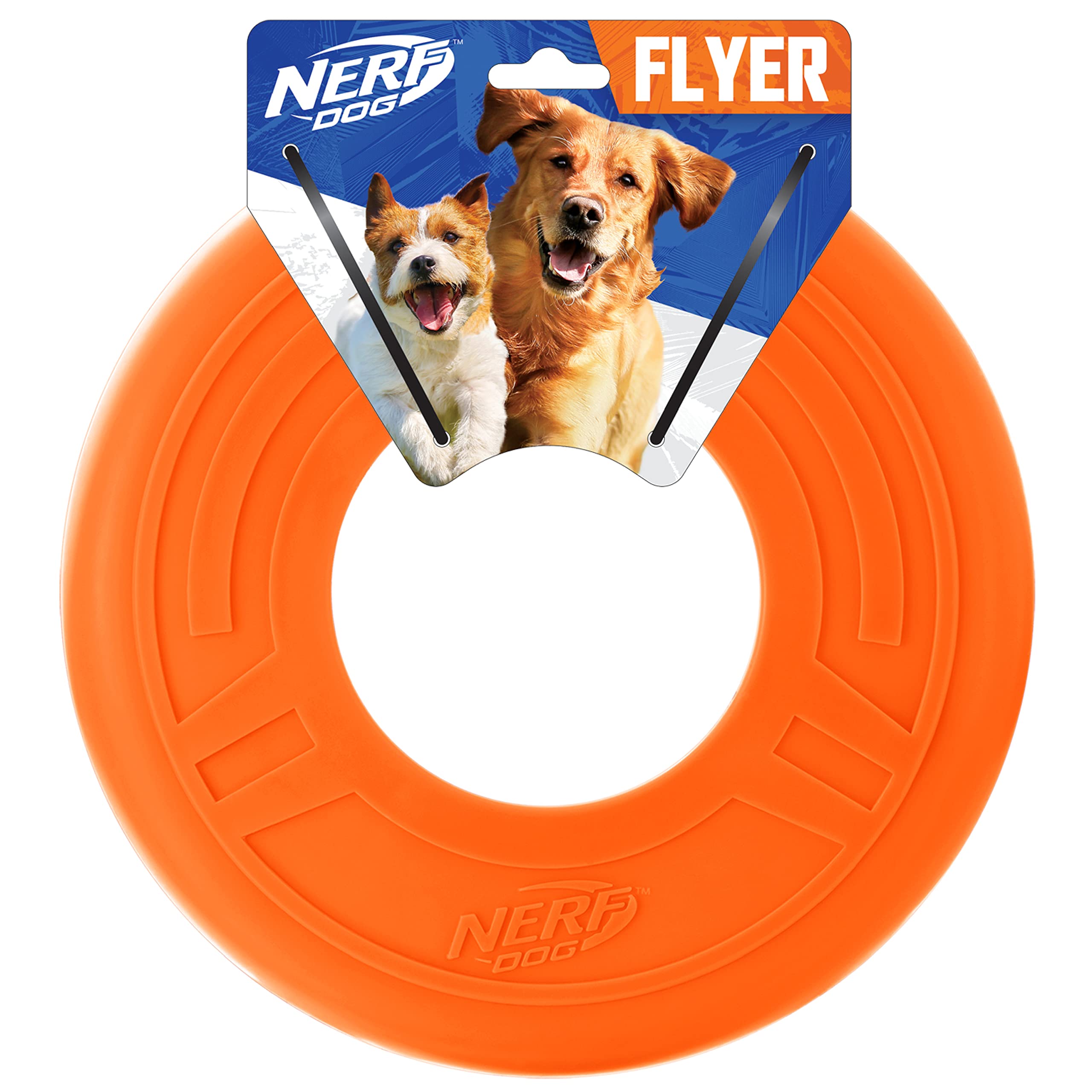 Nerf Dog Atomic Flyer Outdoor Dog Toy, 10 Inch Flying Disc Dog Fetch Toy, Rubber Dog Toy for Medium Dogs and Large Dogs, Orange