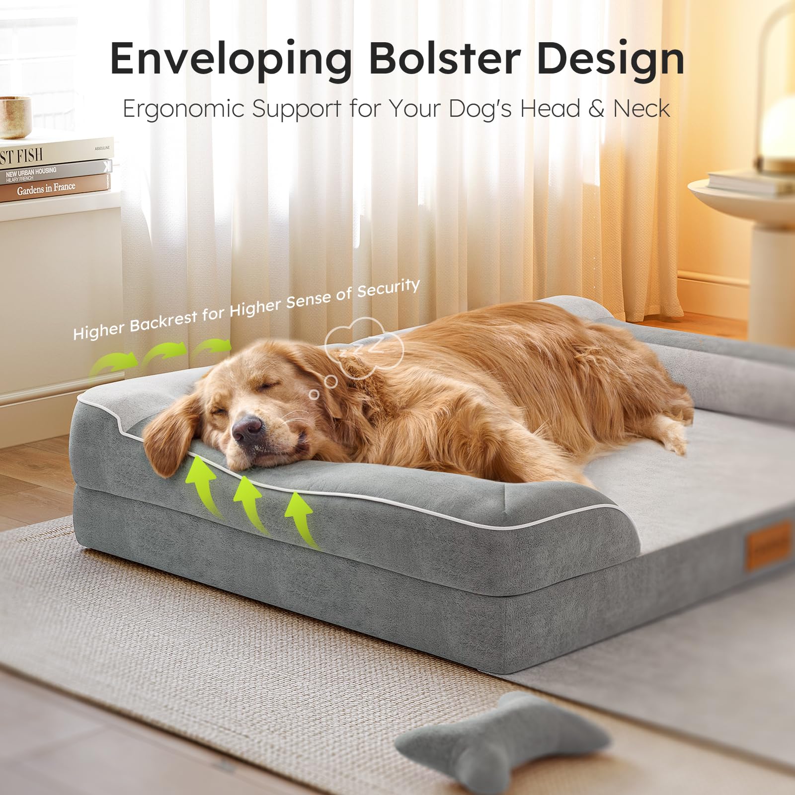 Cwawz Xxl Dog Beds For Extra Large Dogs, Giant Orthopedic Dog Sofa With Cooling Gel Memory Foam, Waterproof Pet Bed With Removab