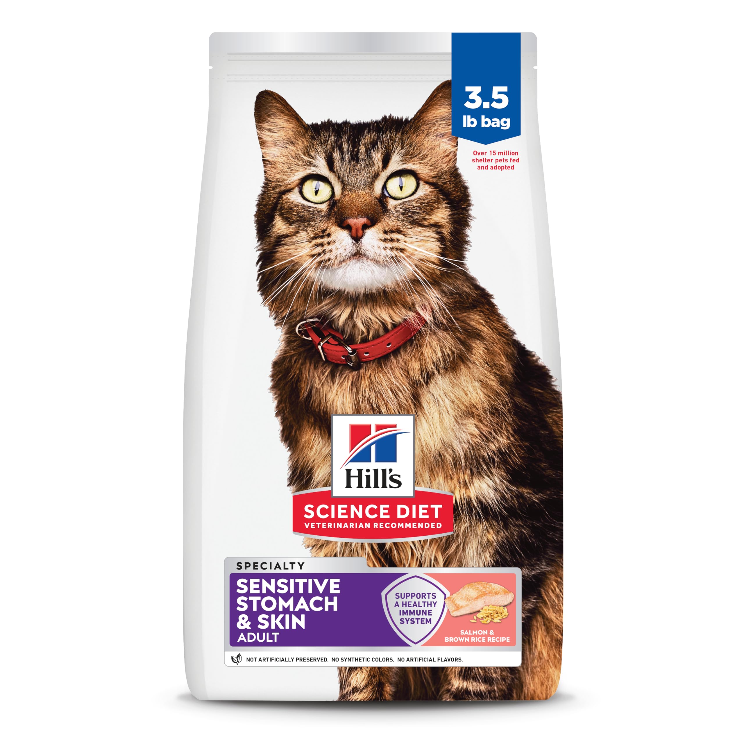 Hills Science Diet Adult 1-6 Sensitive Stomach & Skin Dry Cat Food, Salmon Recipe, 3.5 lb. Bag