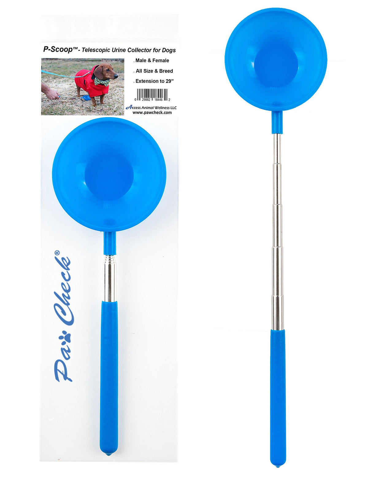 Pawcheck P-Scoop Dog Urine Collector - Reusable And Telescopic Dog Urine Catcher Extends To 29''