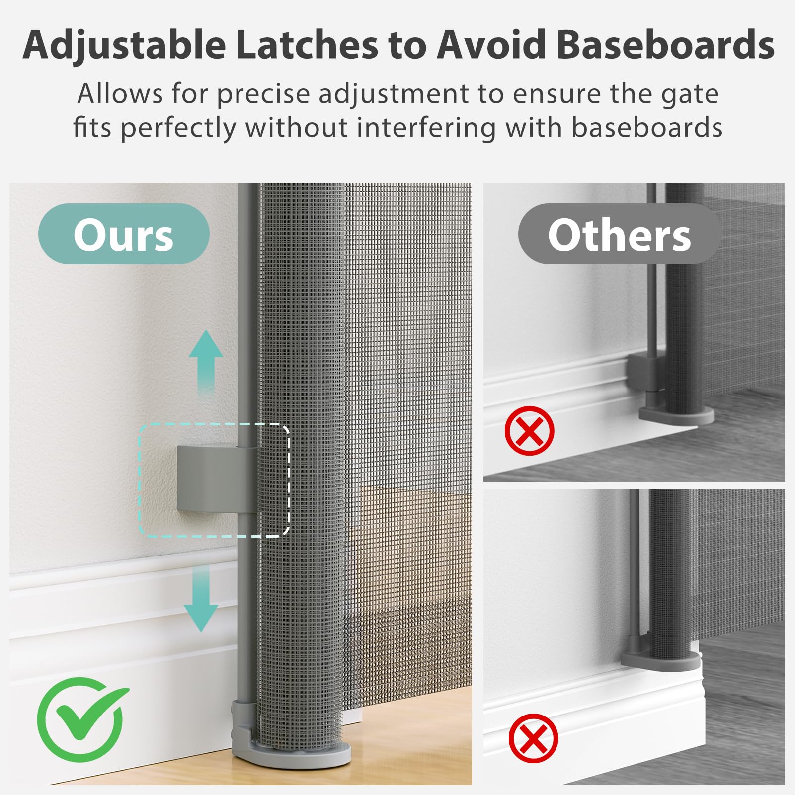 Hardware Mount Retractable Baby Gates for Stairs with Auto-Lock,33'' Tall,Extends up to 71'' Wide Mesh Double Lock Safety Baby D