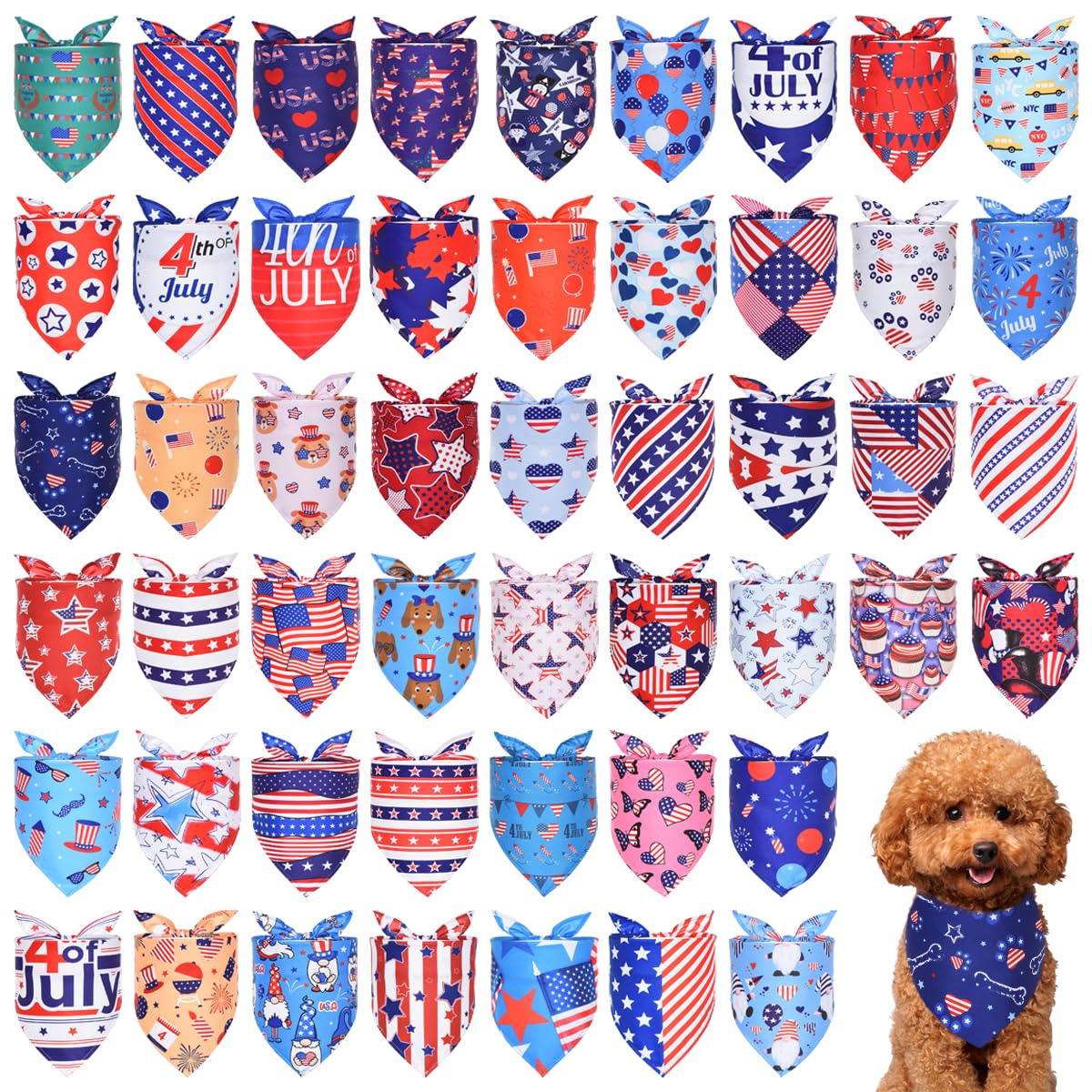 Jpgdn 100Pcs 4Th Of July Memorial Day Dog Bandanas Bulk For Small Medium Dog Patriotic American Flag Bandana Boy And Girl Scarve