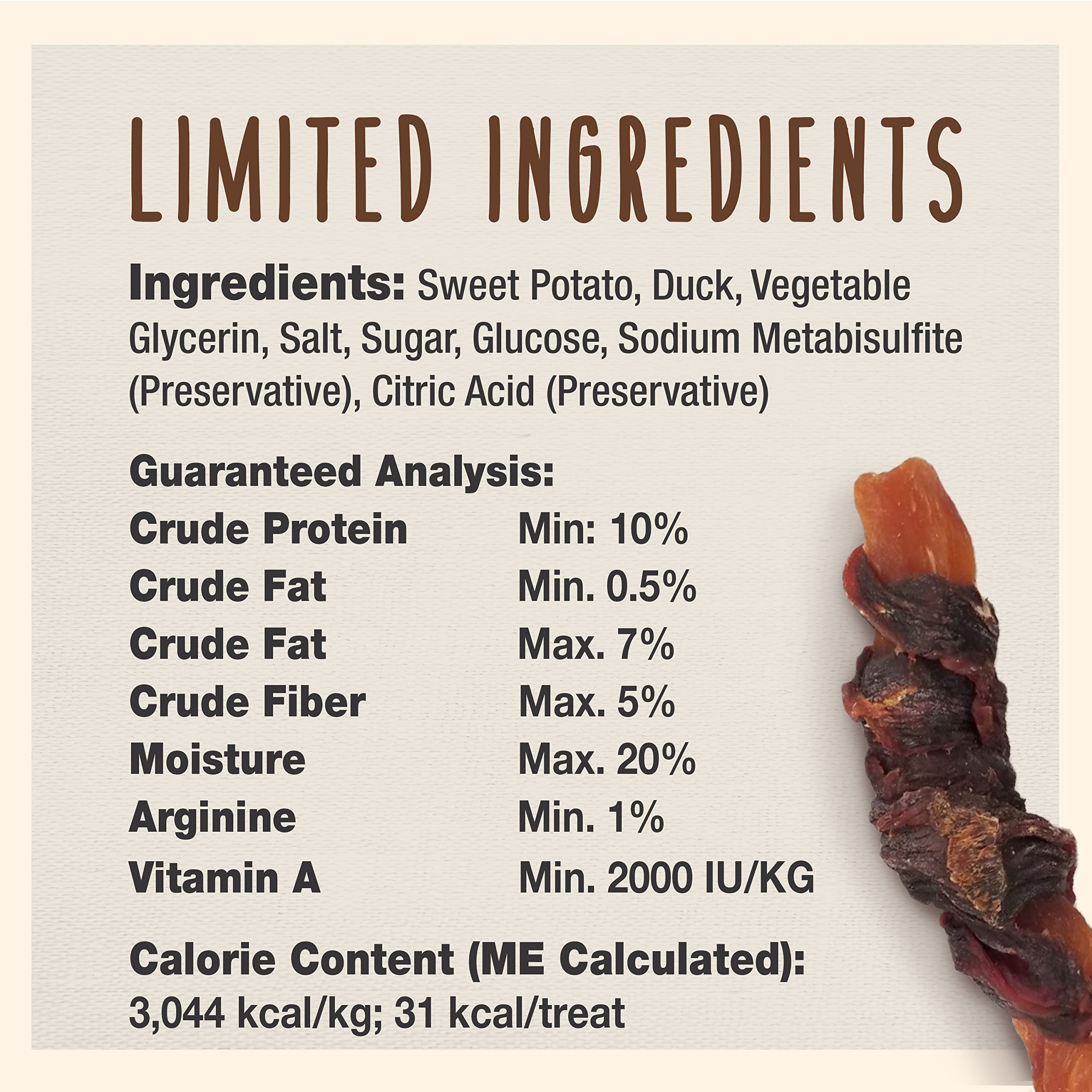 Cadet Gourmet Sweet Potato & Duck Wraps Dog Treats - Healthy & Natural Duck & Sweet Potato Dog Training Treats for Small & Large