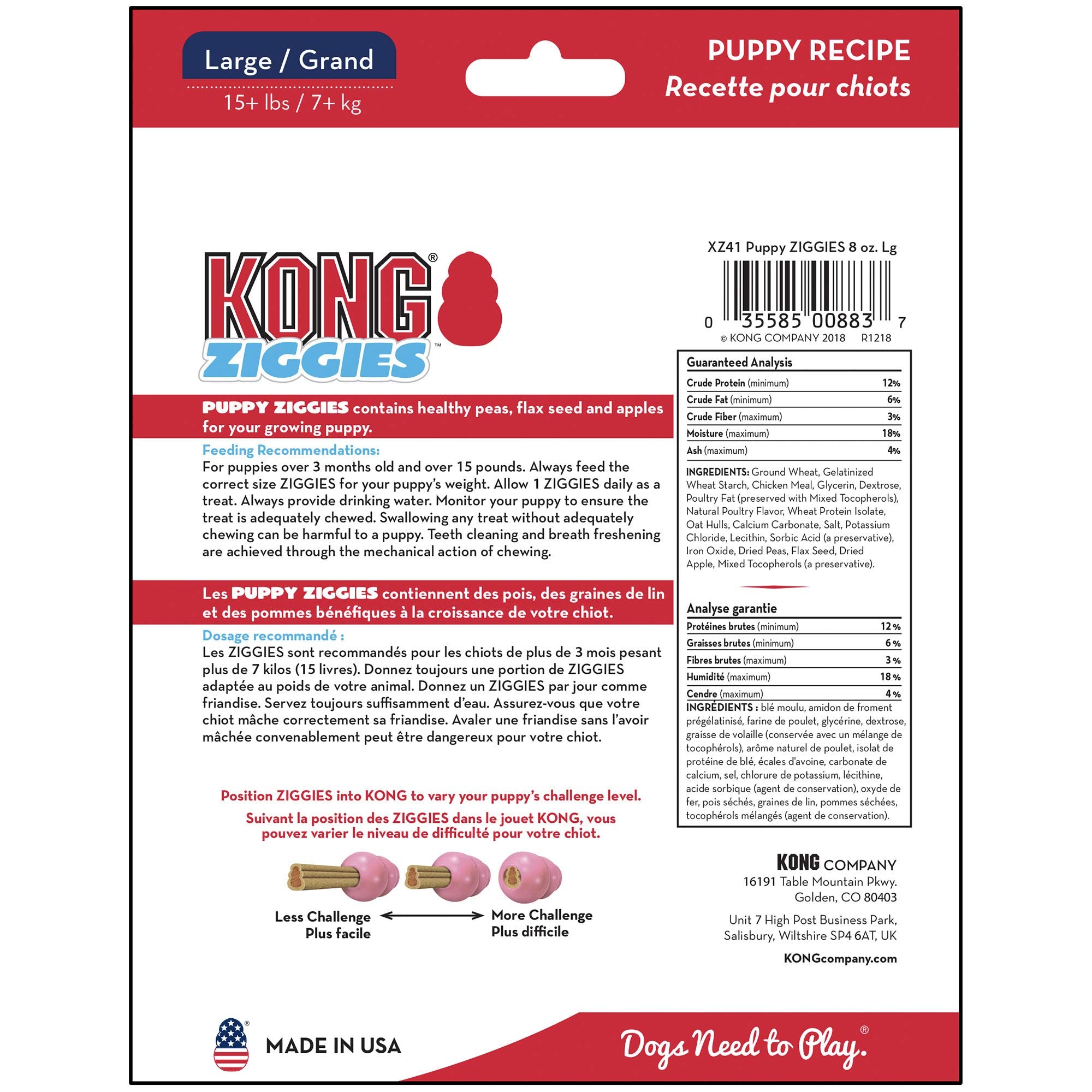 KONG - Ziggies Puppy - Teeth Cleaning Dog Treats - Puppy Recipe - Large (Best Used Puppy Rubber Toys)