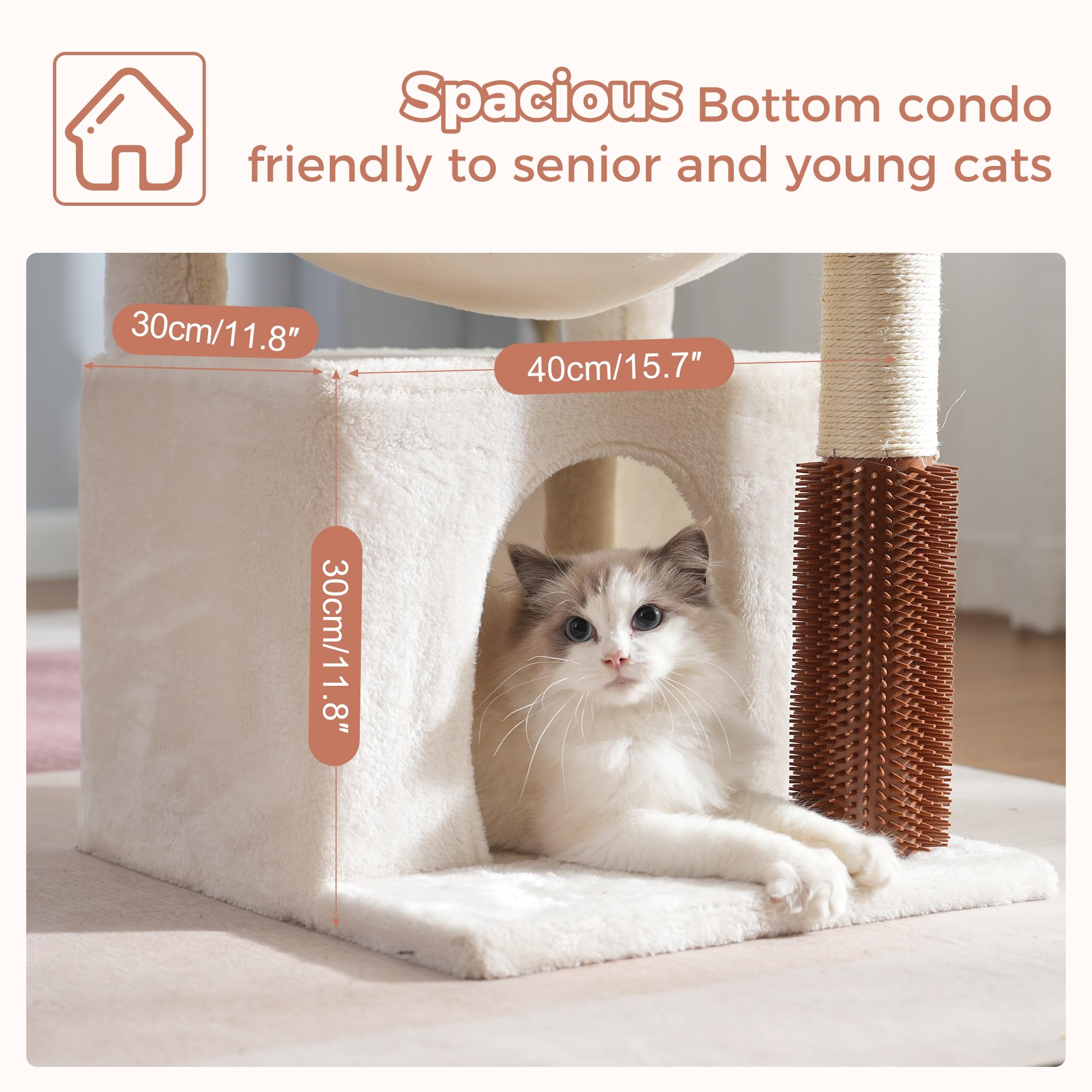 Pawfessor Cat Tree 32 Inches Small Cat Tree For Large Cats Adult Cat Tower With Scratching Post,15.7   Large Hammock And Self Gr