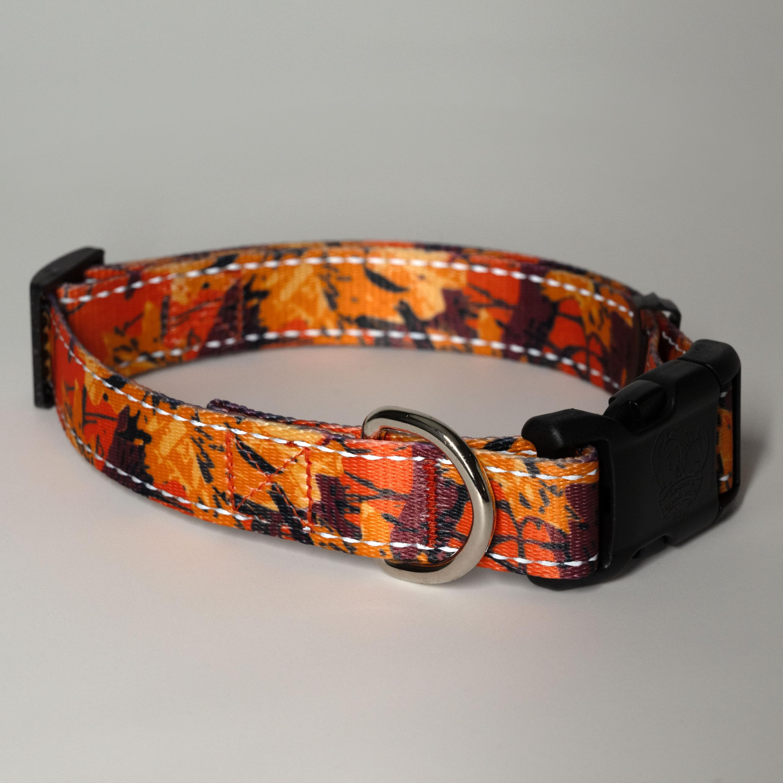 Country Brook Petz - Deluxe Orange Sunset Camo Reflective Dog Collar - Critter Corner Collection Featuring Night Safe Designs (1