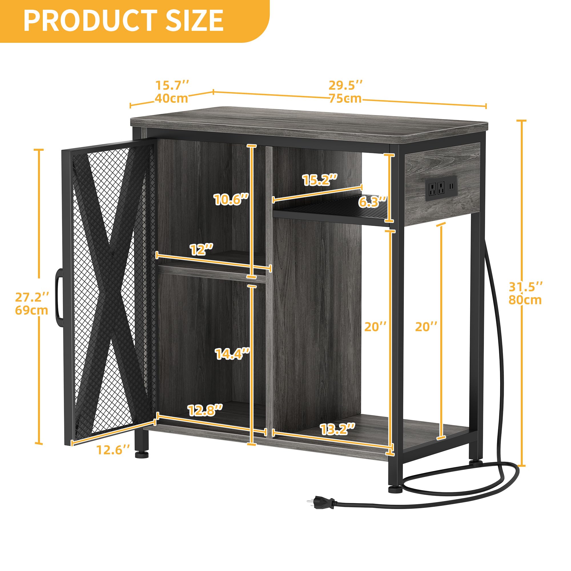 DWVO 20-29 Gallon Aquarium Stand with Power Outlets & LED Light, Cabinet for Fish Tank Accessories Storage - Metal Fish Tank Sta