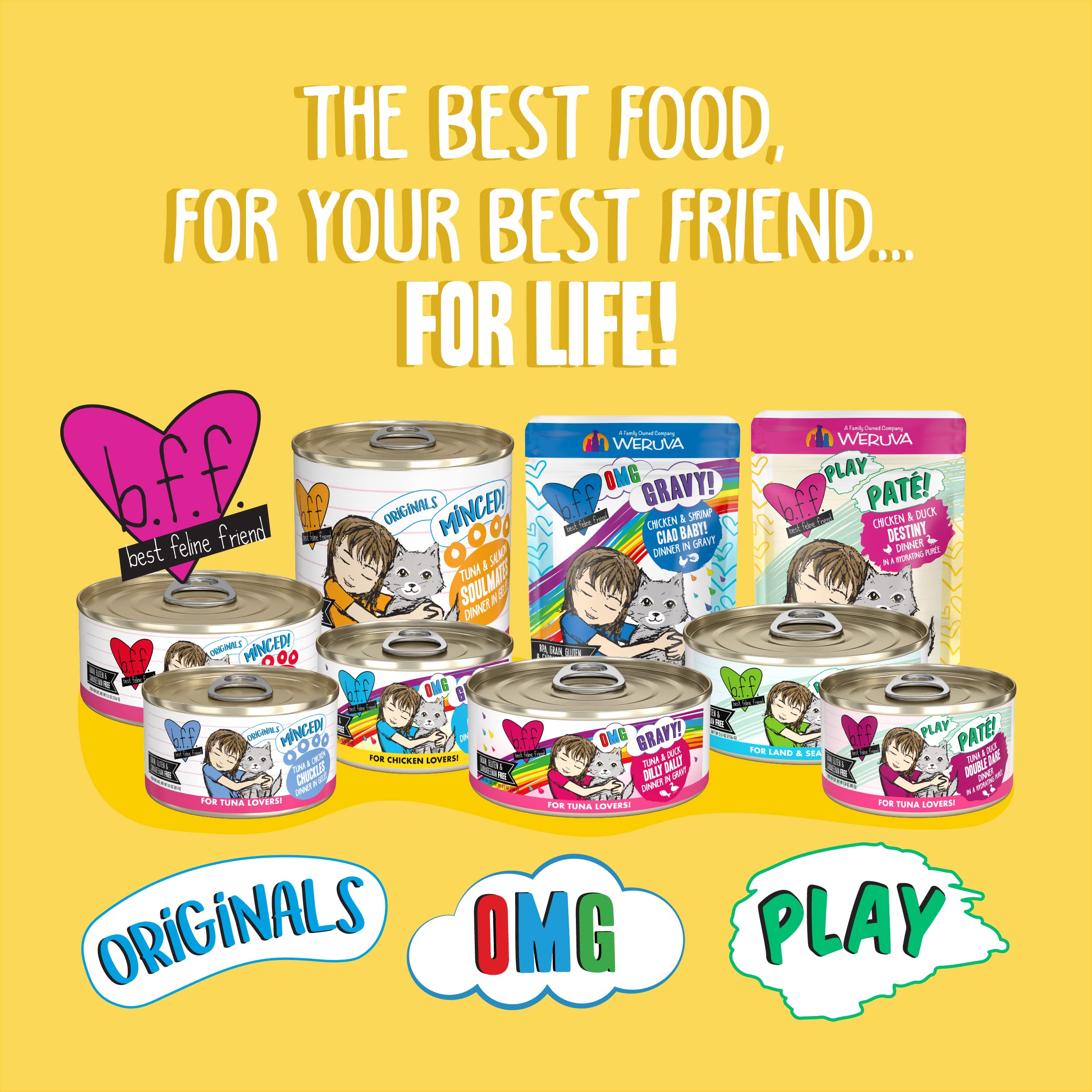 Weruva B.F.F. Play - Best Feline Friend Pat   Lovers, Aw Yeah!, Chicken & Lamb Laugh Out Loud with Chicken & Lamb, 5.5oz Can (Pa