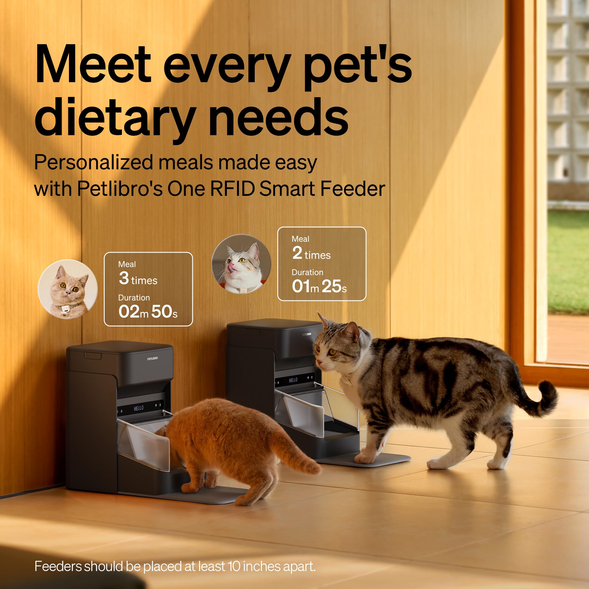 PETLIBRO RFID Automatic Cat Feeder, Collar Sensor for Personalized Meals, Cats Recognition, Diet Tracking and Anti-Stealing for