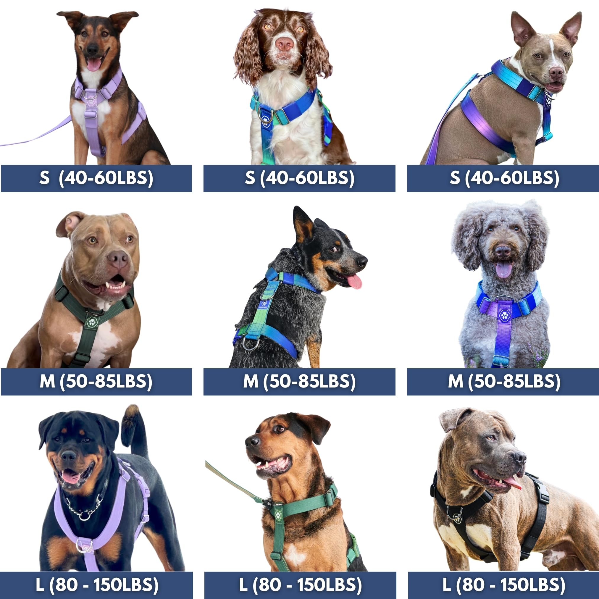 Spark Paws Large Dog No-Pull Harness, Halter Design With Front Clip, Durable And Heavy-Duty For Big And Strong Breeds - Snow Con