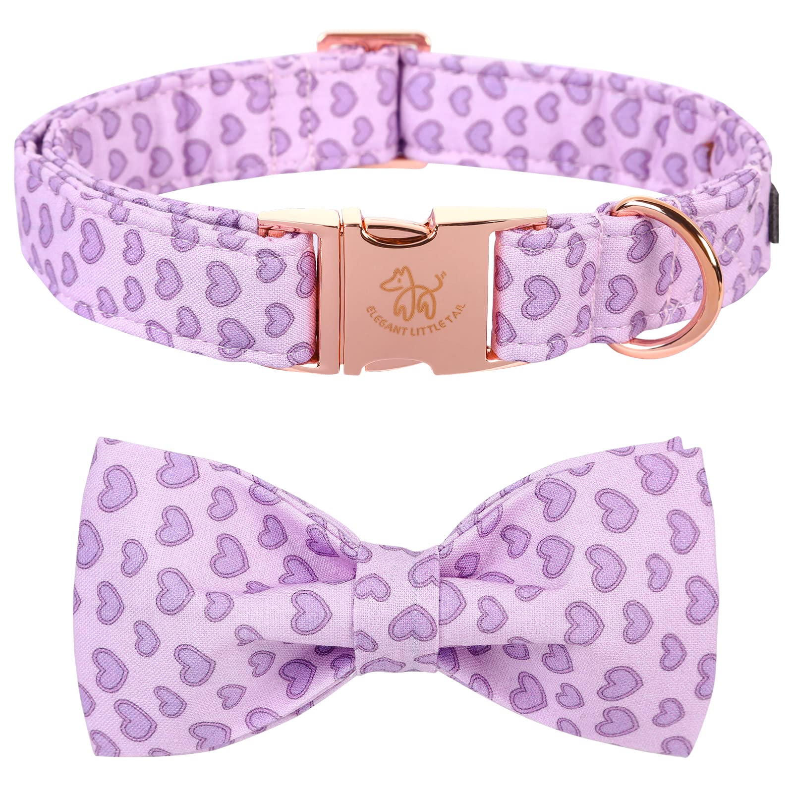 Elegant Little Tail Valentine'S Day Dog Collar With Bow, American Flag Bow Tie Dog Collar, Cute Heart Dog Bowtie Pet Gift Dog Collar For Small Dogs