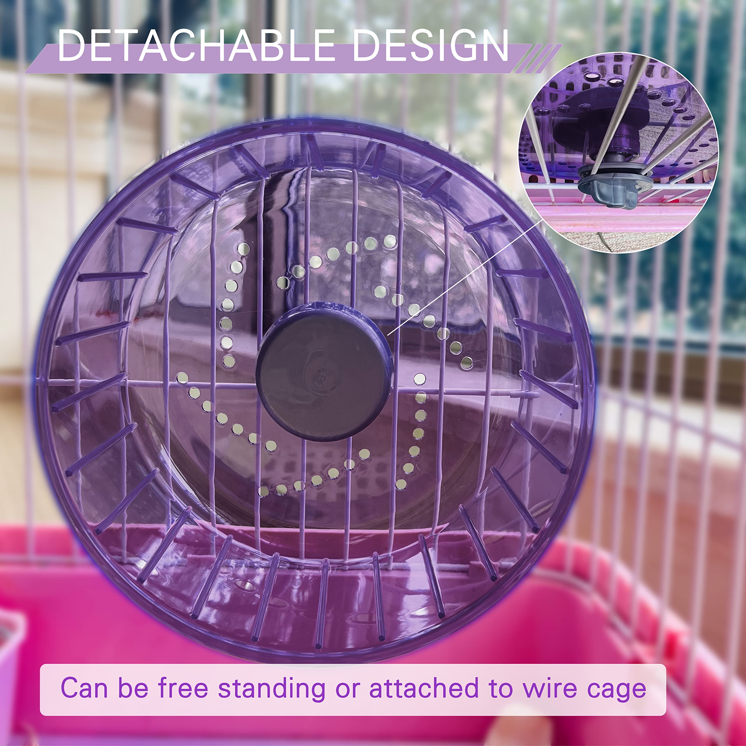Petest Hamster Exercise Wheel, Silent Spinner Hamster Running Wheels, Diameter 8.3 Inch, Purple
