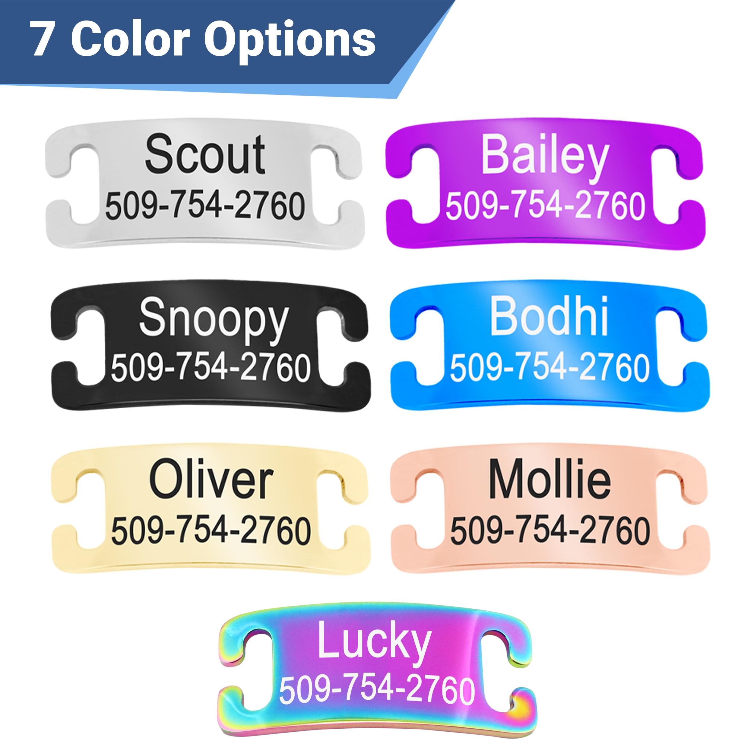 Gotags Slide-On Pet Id Tags, Personalized Dog And Cat Collar Tags, Silent, No Noise Tags Made Of Stainless Steel, Custom Engrave