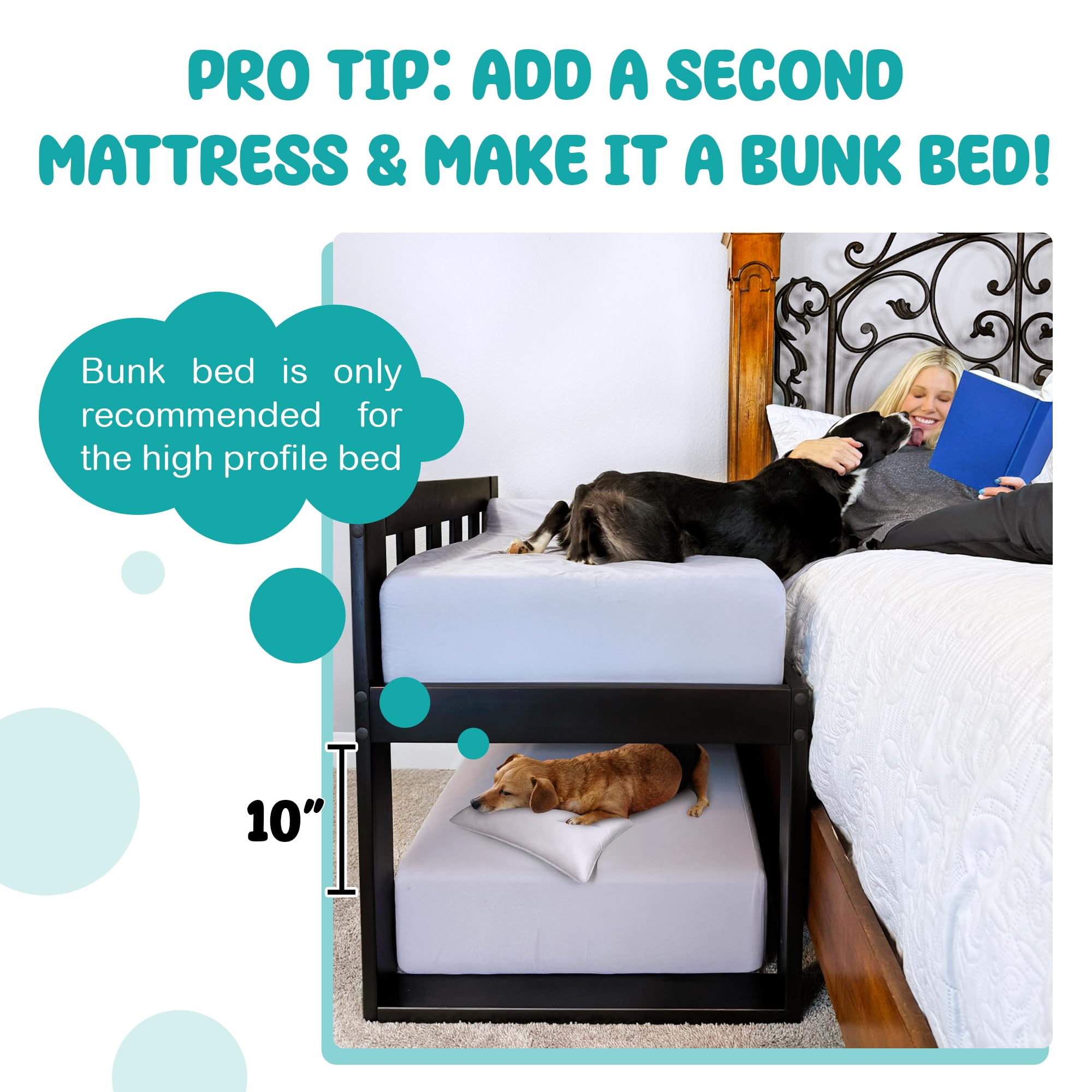 Bedside Dog Bed Mattress Only - Extra Thick Orthopedic Memory Foam Pet Bed With Cooling Gel, Waterproof And Protective Cover, Ra