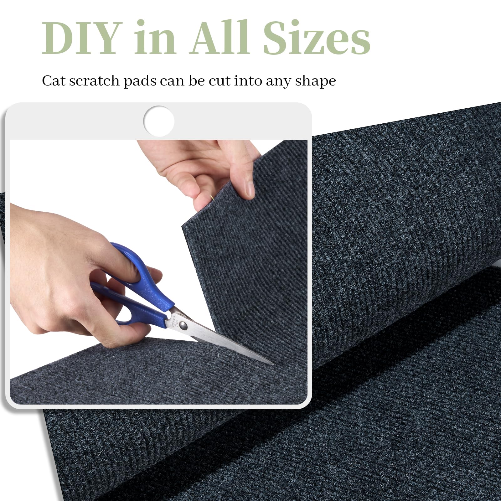 Uranshin Cat Scratch Mat,Trimmable Self-Adhesive Cat Scratch Furniture Protector Cat Scratching Post Carpet Covered 78.7x15.8 Ca